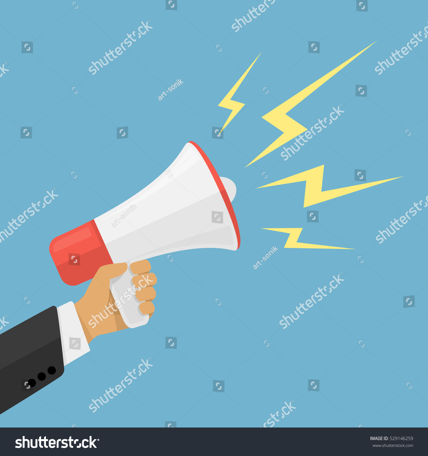 Human Hand Holding Megaphone Vector Illustration Stock Vector (Royalty ...