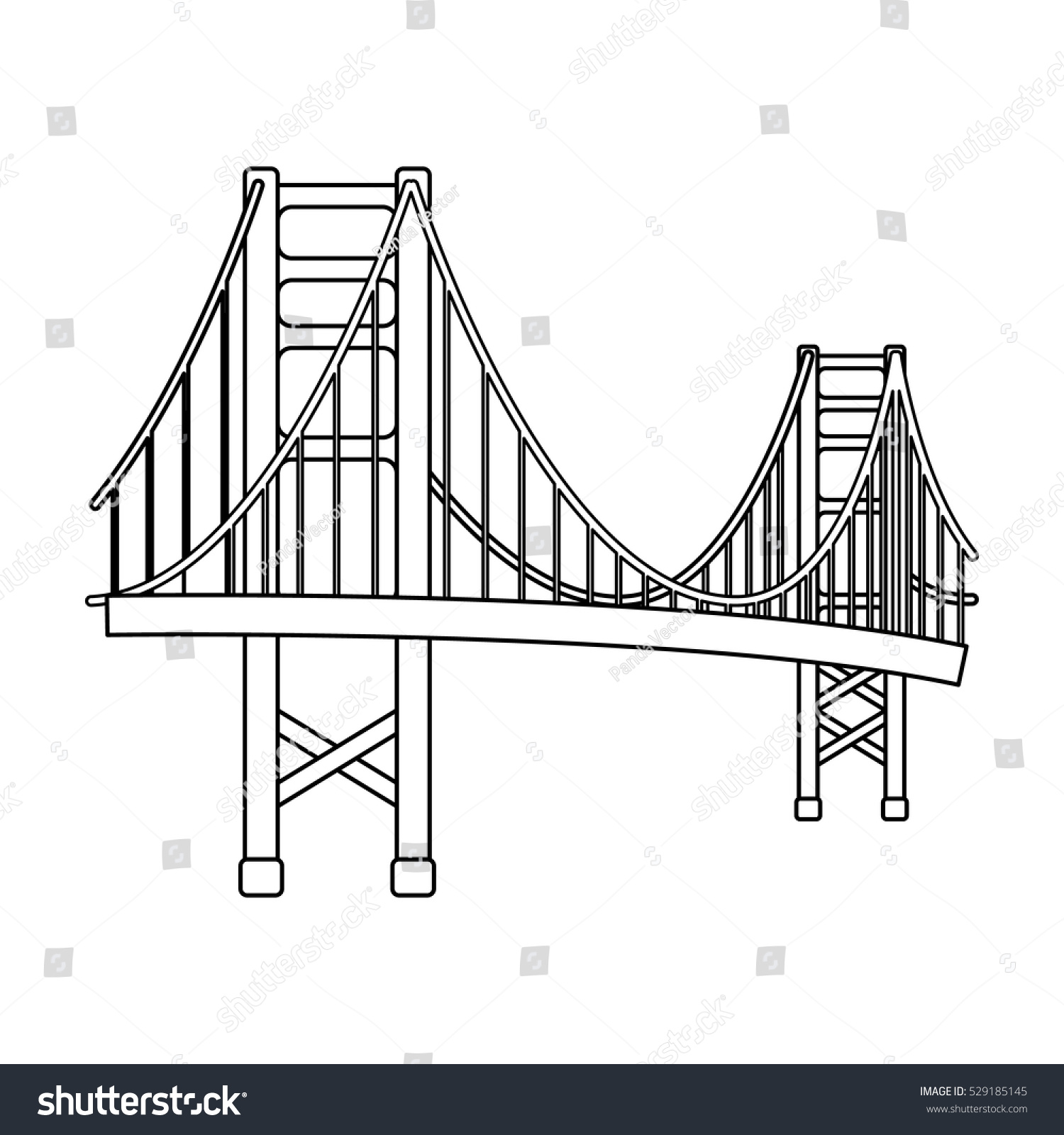 Golden Gate Bridge Icon Outline Style Stock Vector (Royalty Free ...