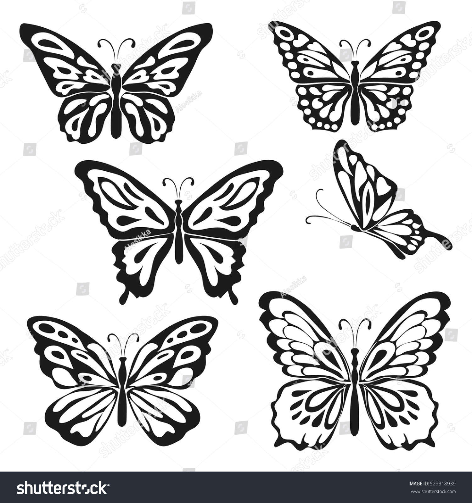 Butterfly Set On White Background Abstract Stock Vector (Royalty Free ...