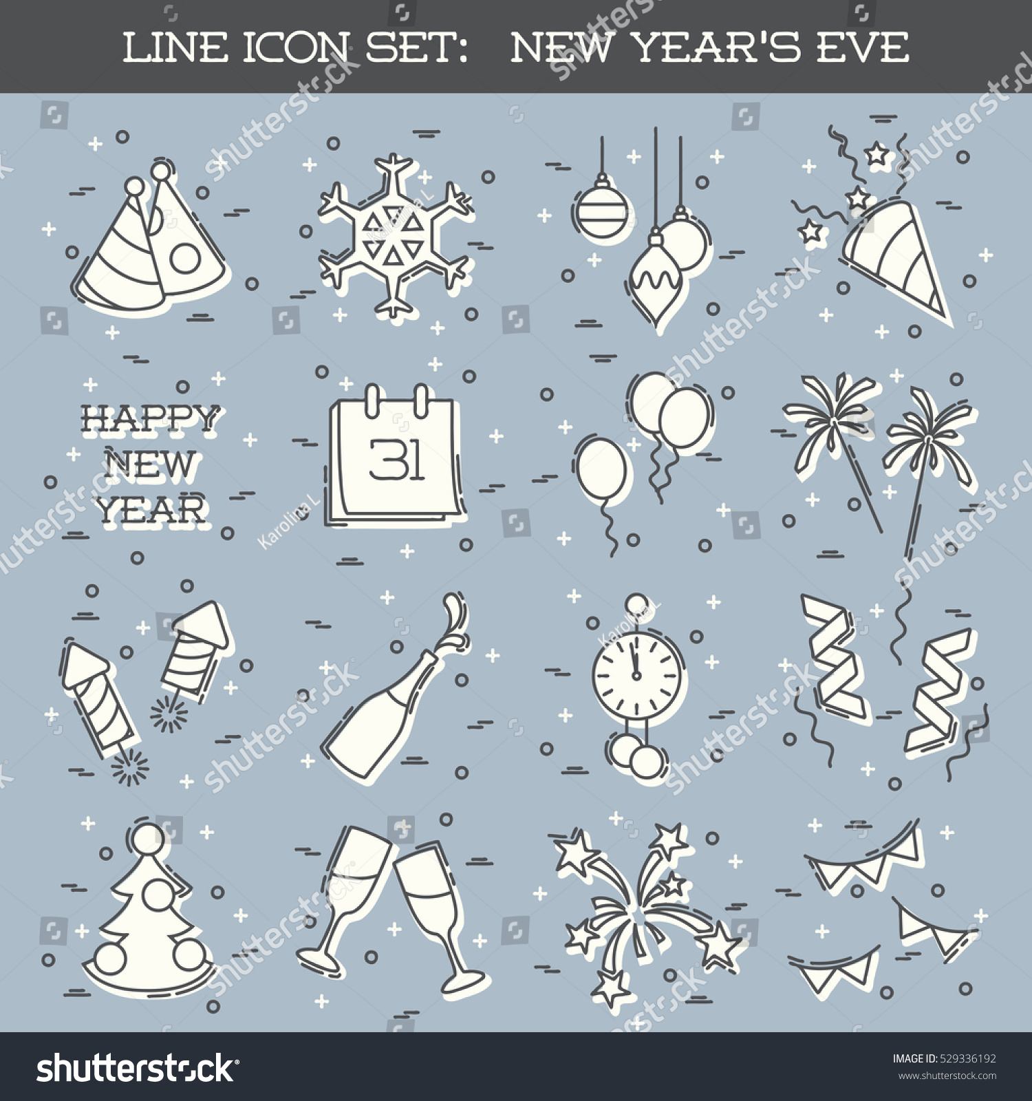 New Years Eve Icon Set Eps10 Stock Vector (Royalty Free) 529336192 ...