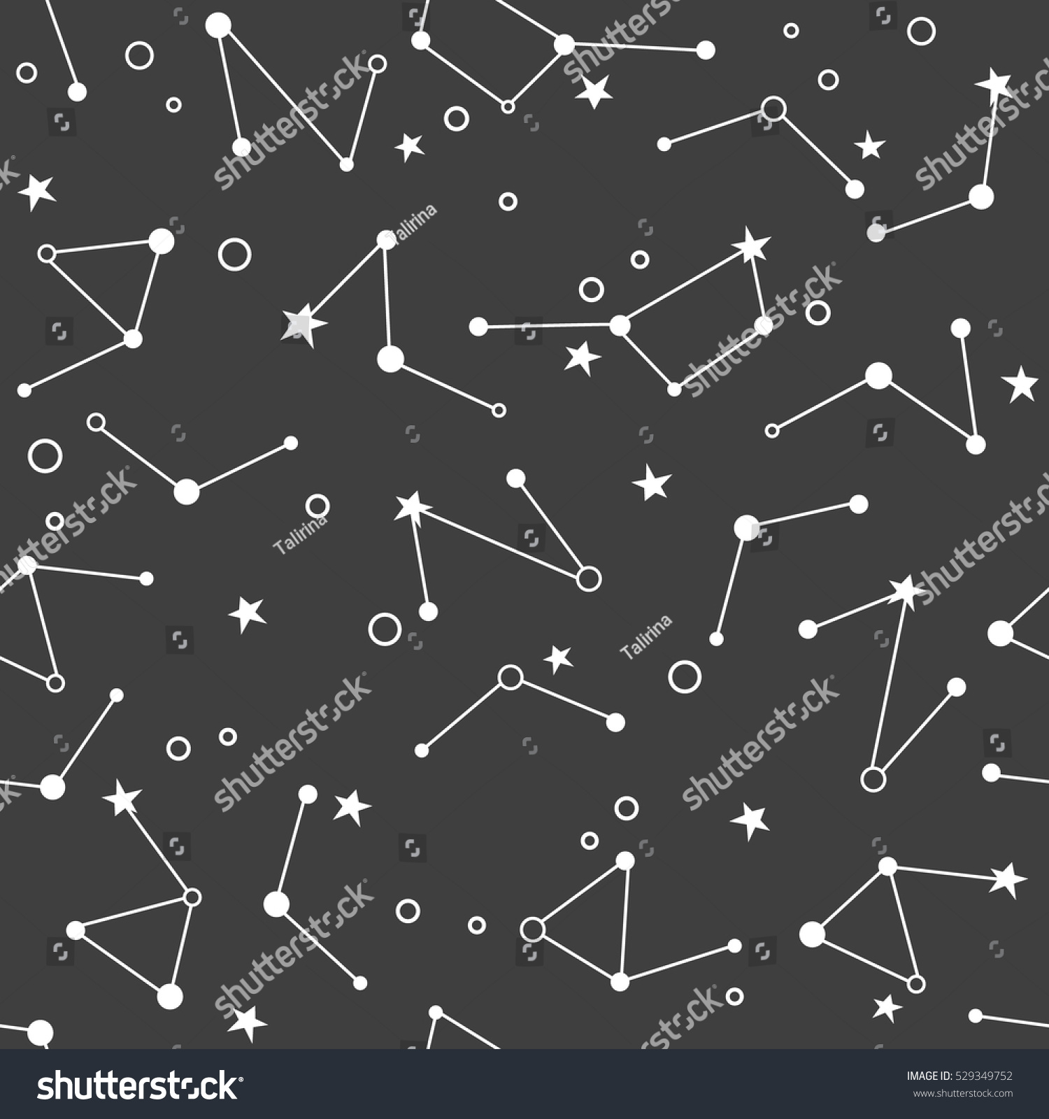 Stars Constellations Seamless Pattern Vector Hand Stock Vector (royalty 