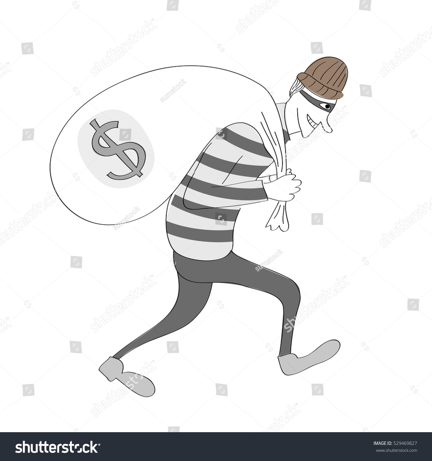 Cartoon Thief Illustration Money Bag Stock Illustration 529469827 ...