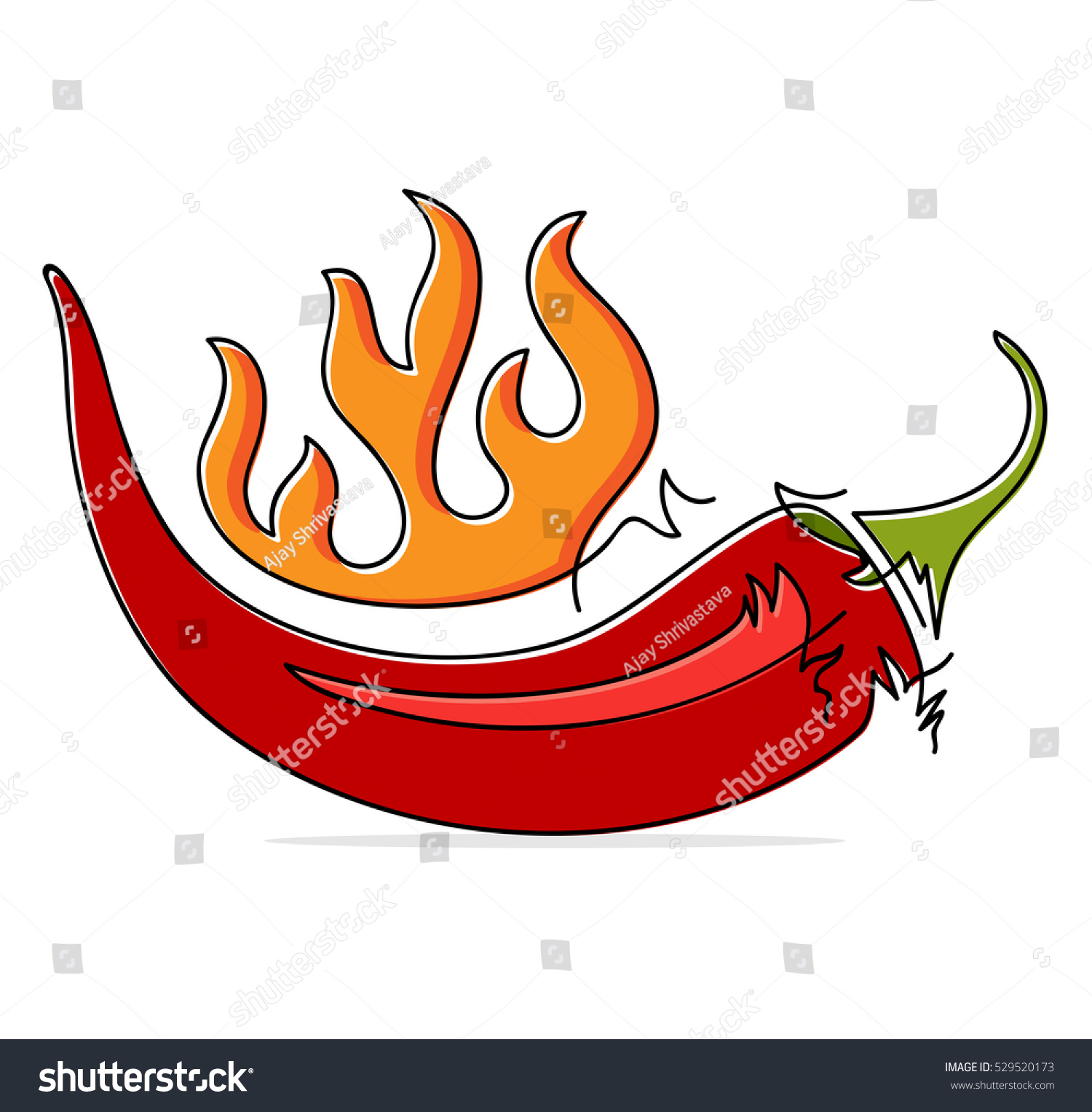 Hot Chilli Pepper Vector Illustration Stock Vector (Royalty Free ...