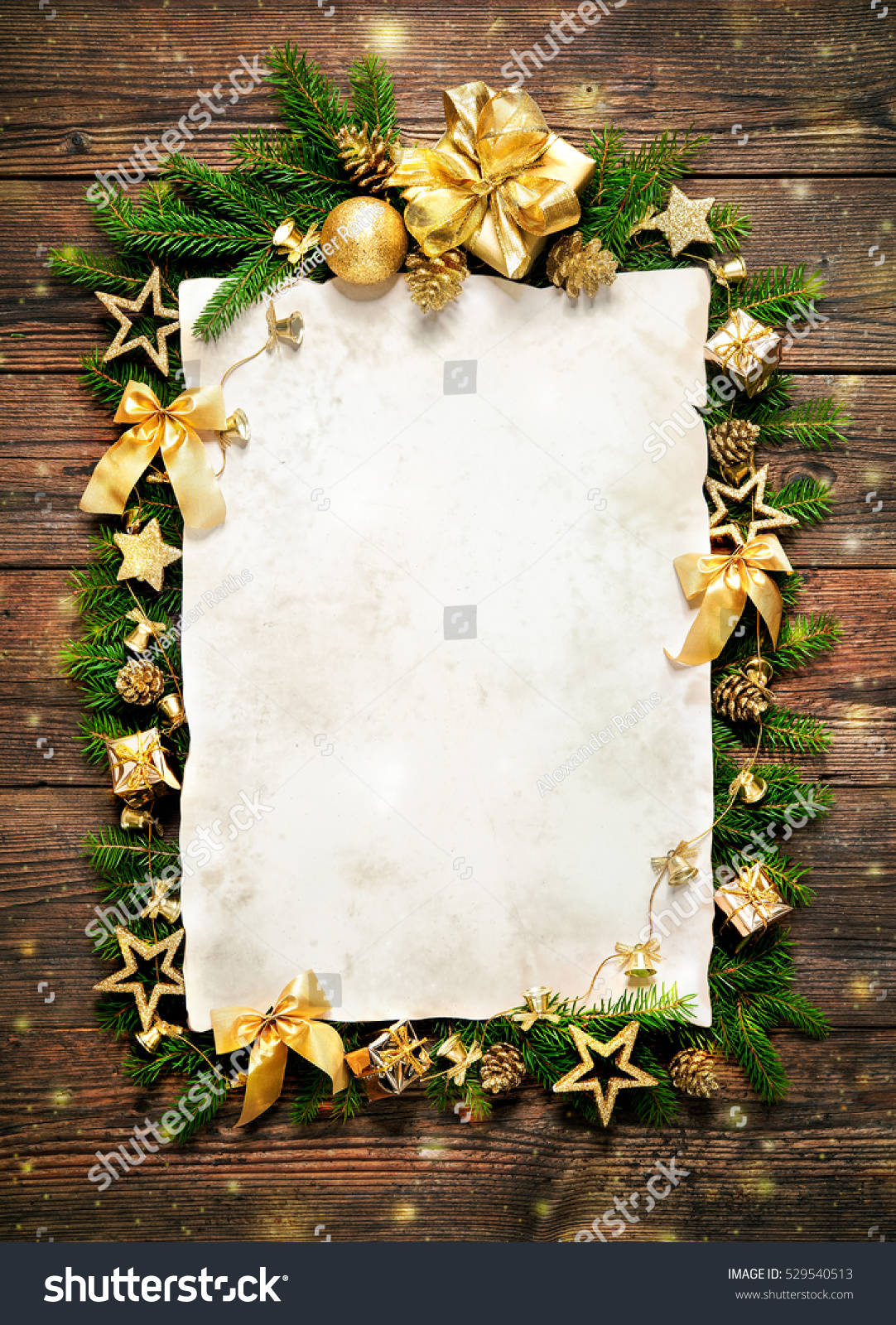 Old Paper Border Christmas Decorations On Stock Photo 529540513 ...