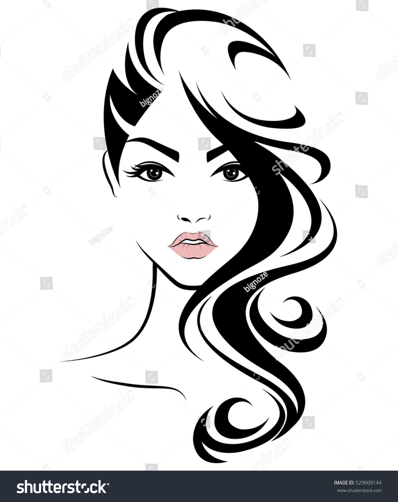 Illustration Women Long Hair Style Icon Stock Vector (Royalty Free ...