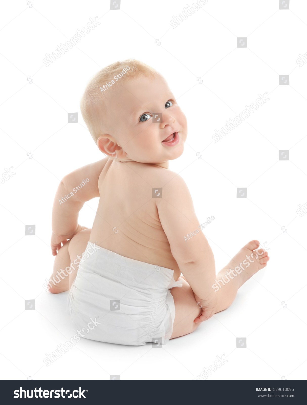 Cute Baby Sitting Isolated On White Stock Photo Download Image Now