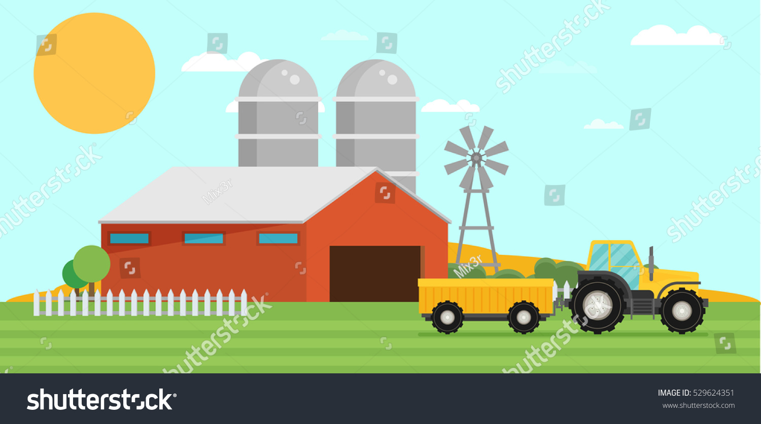 Flat Design Vector Crop Illustration Farm Stock Vector (Royalty Free ...