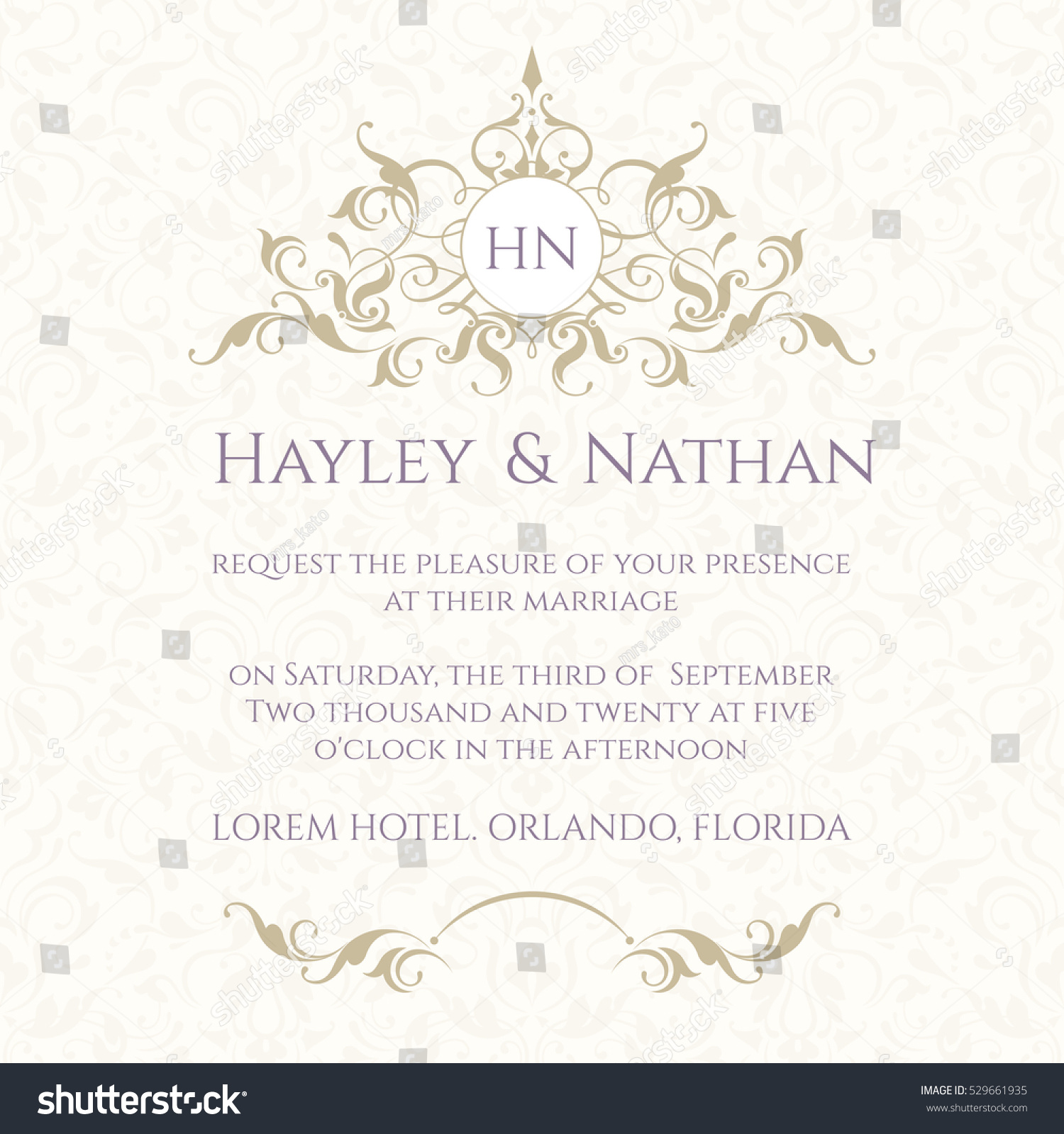 Graphic Design Page Wedding Invitation Decorative Stock Vector (Royalty ...