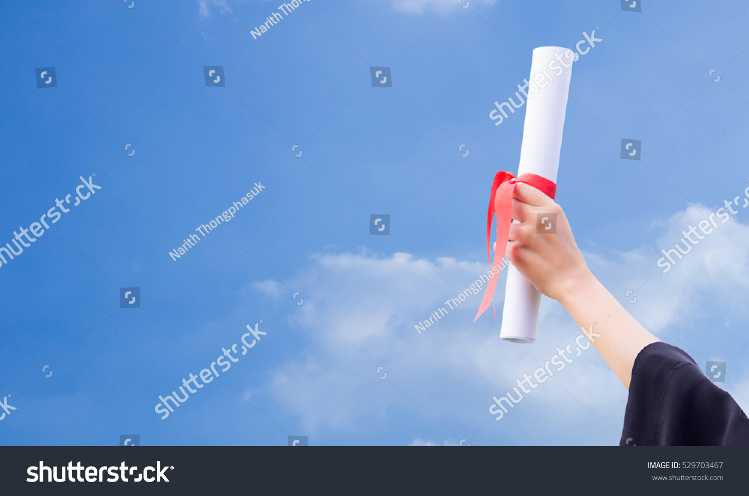 Diploma Red Ribbon Hand On Sky Stock Photo 529703467 | Shutterstock