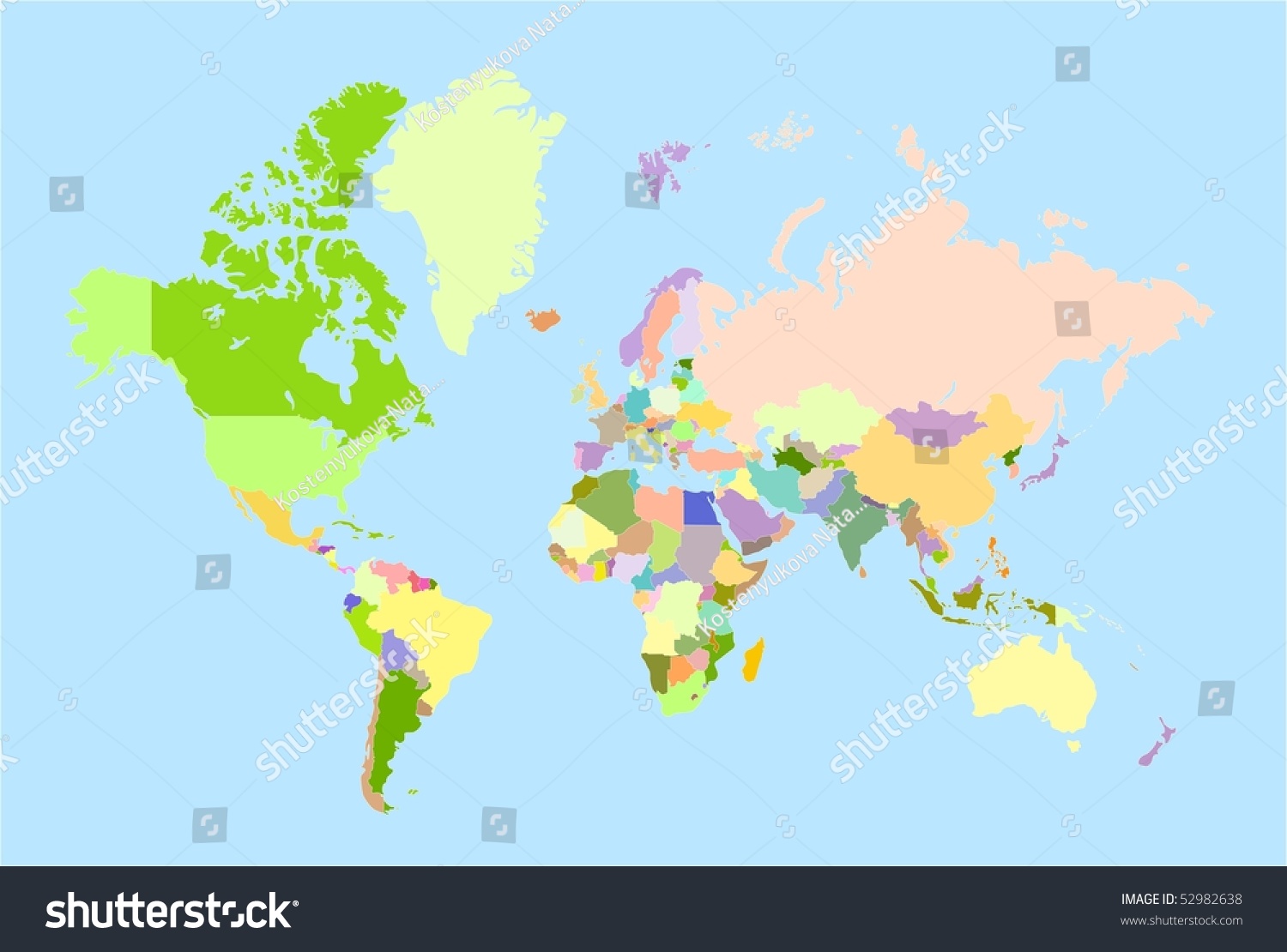 Global Vector World Map Each Country Stock Vector (Royalty Free ...