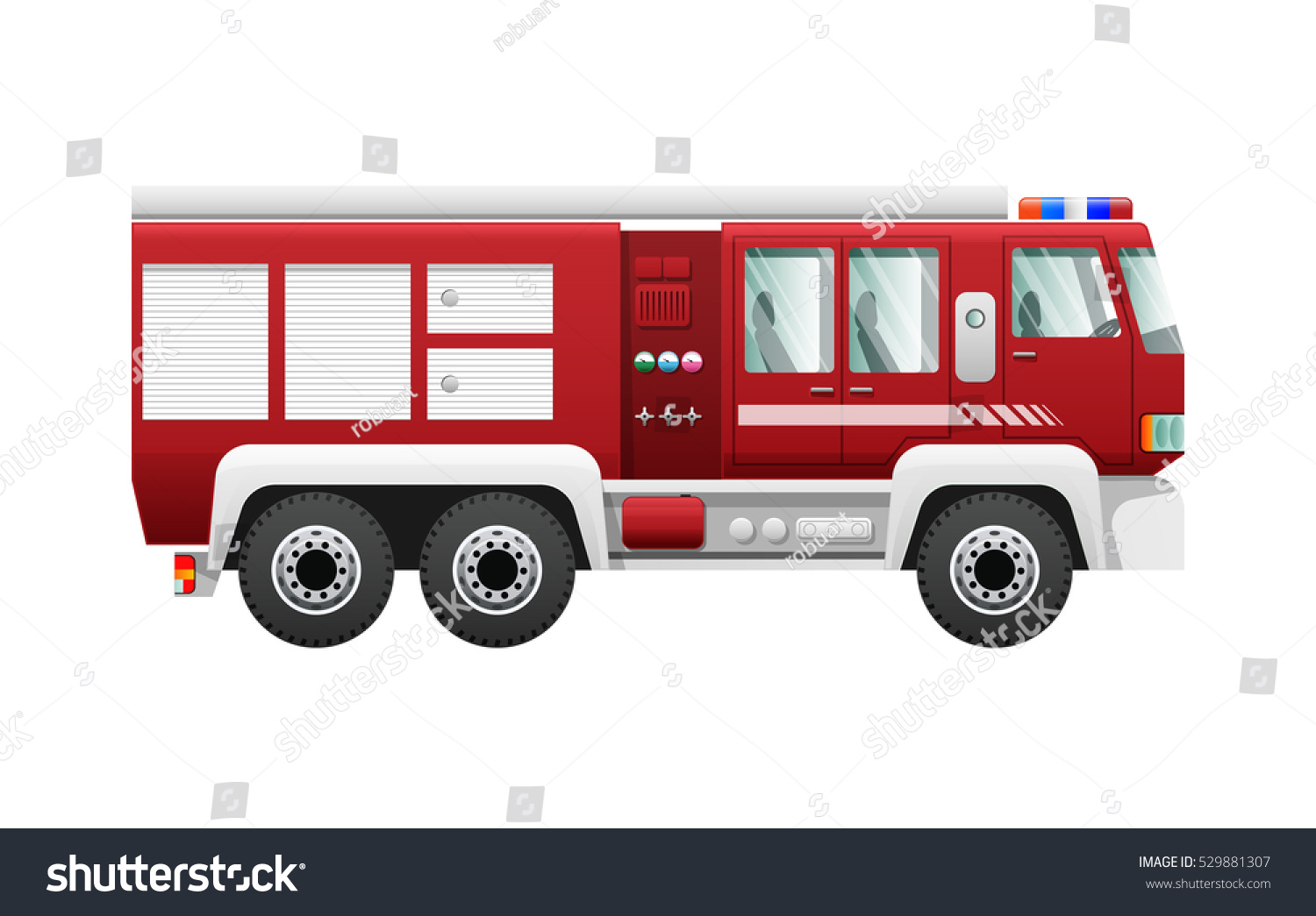 Transport Isolated Red Fire Truck On Stock Vector (Royalty Free ...