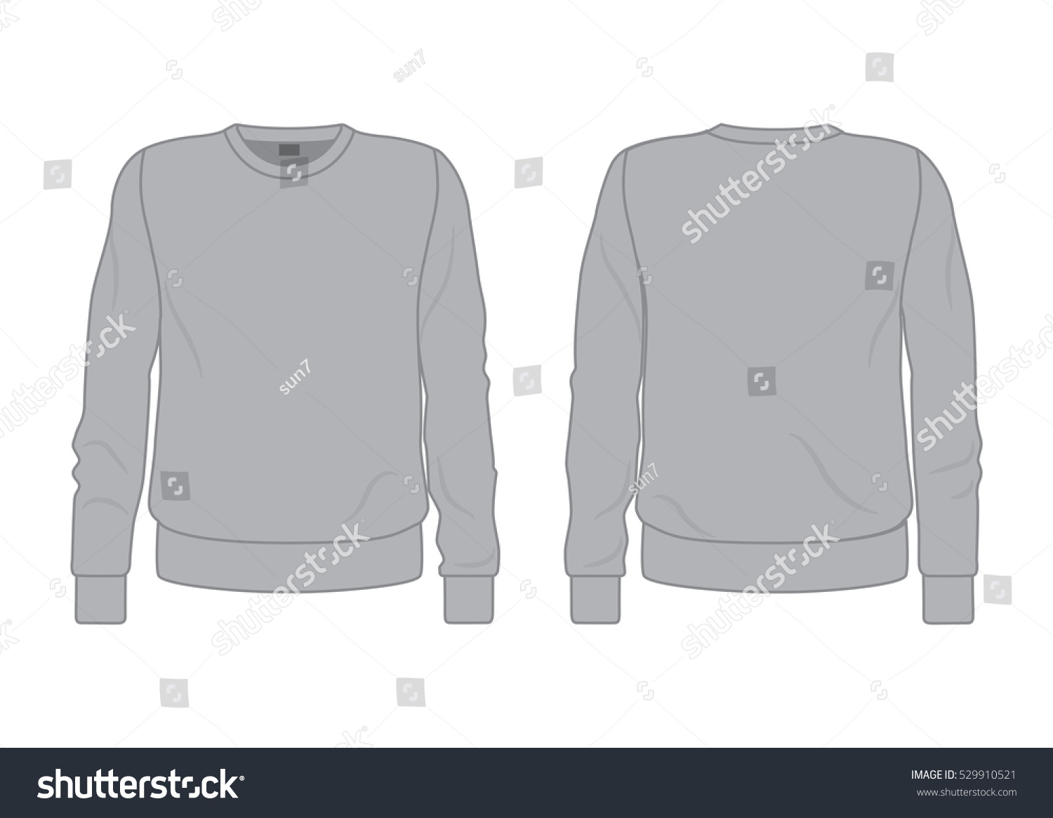 Gray Mens Sweatshirt Template Front Back Stock Vector (Royalty Free ...