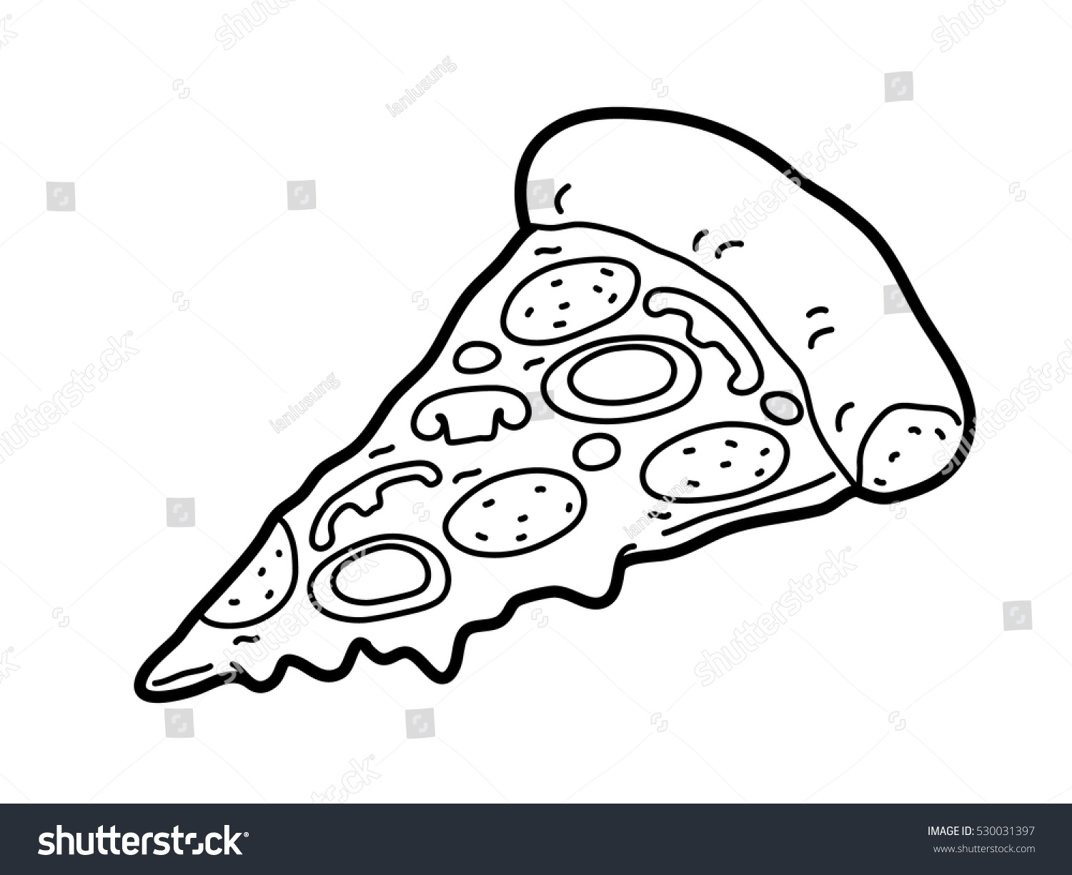 Кусок пиццы черно белый