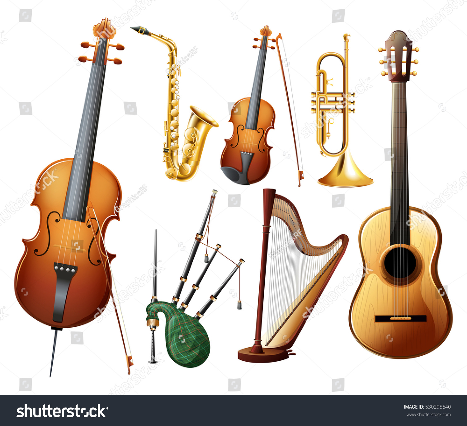 Different Types Musical Instruments Illustration Stock Vector (Royalty ...