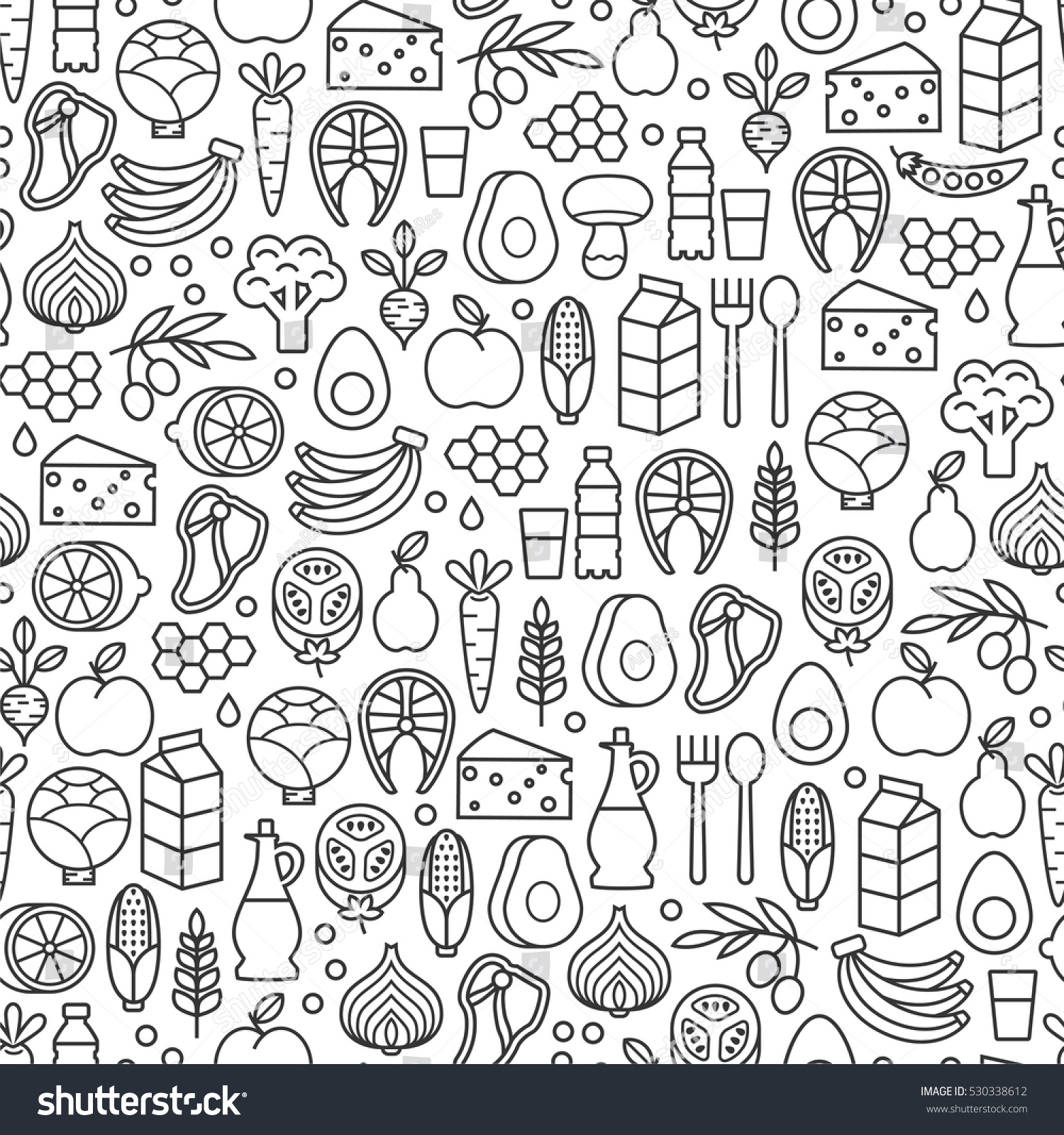 Seamless Pattern Healthy Food Icons Stock Vector (Royalty Free ...