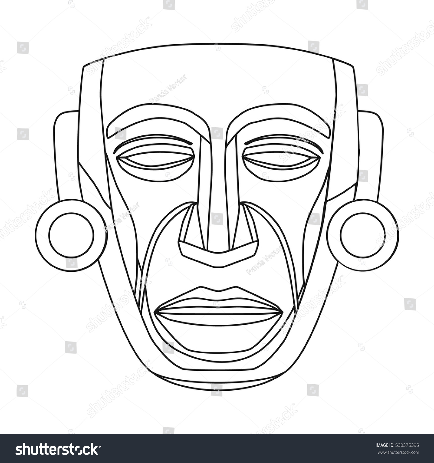 Mayan Mask Icon Outline Style Isolated Stock Vector (Royalty Free ...