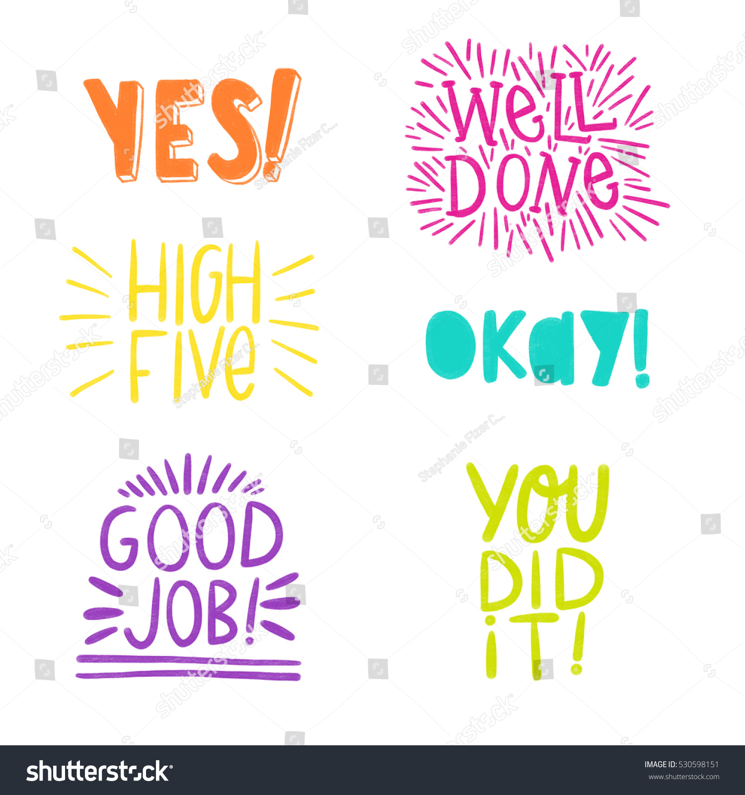 Good Job Hand Lettering Set Neon Stock Illustration 530598151 ...