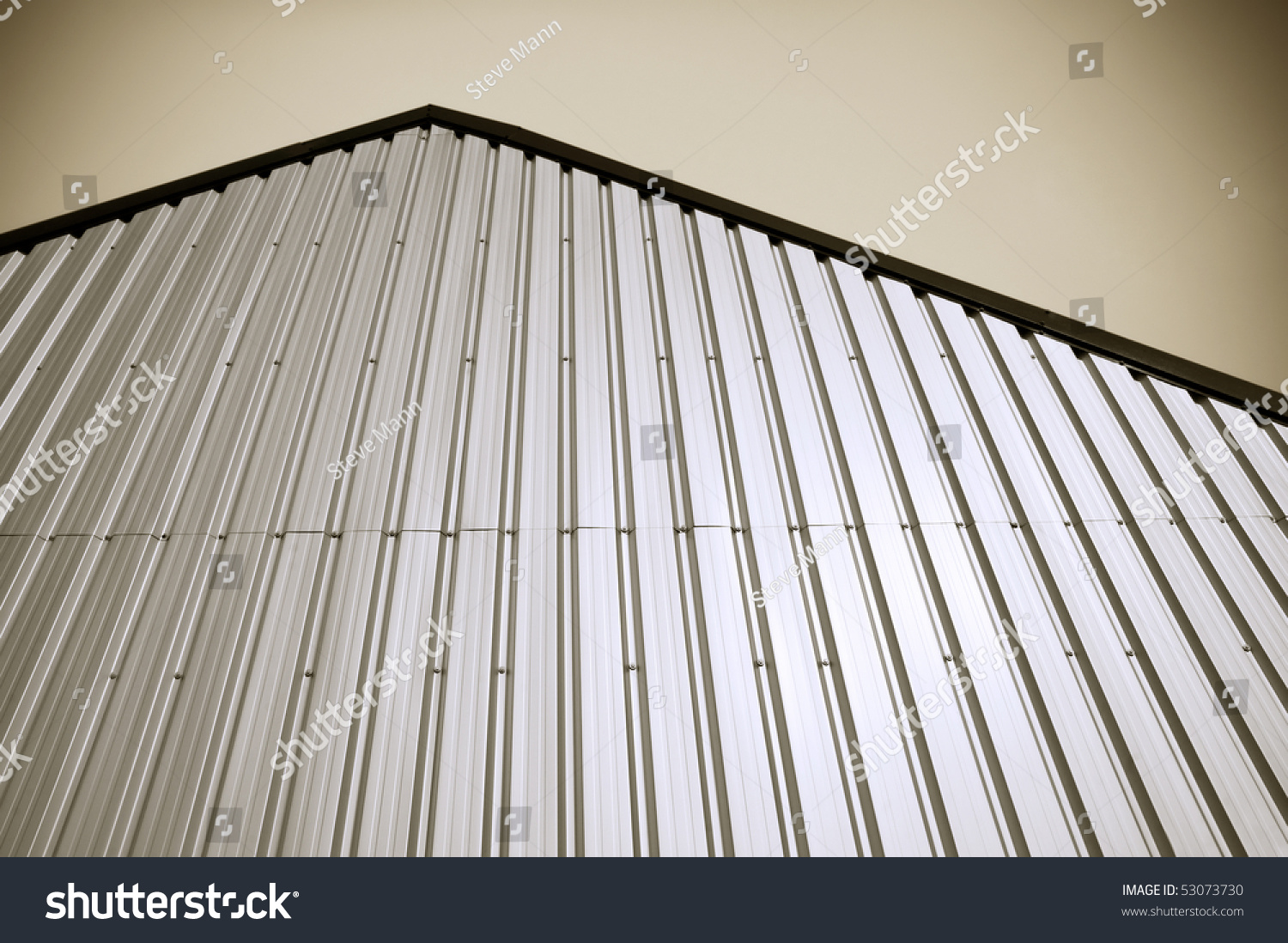 Corrugated Metal Warehouse Facade Abstract Stock Photo 53073730