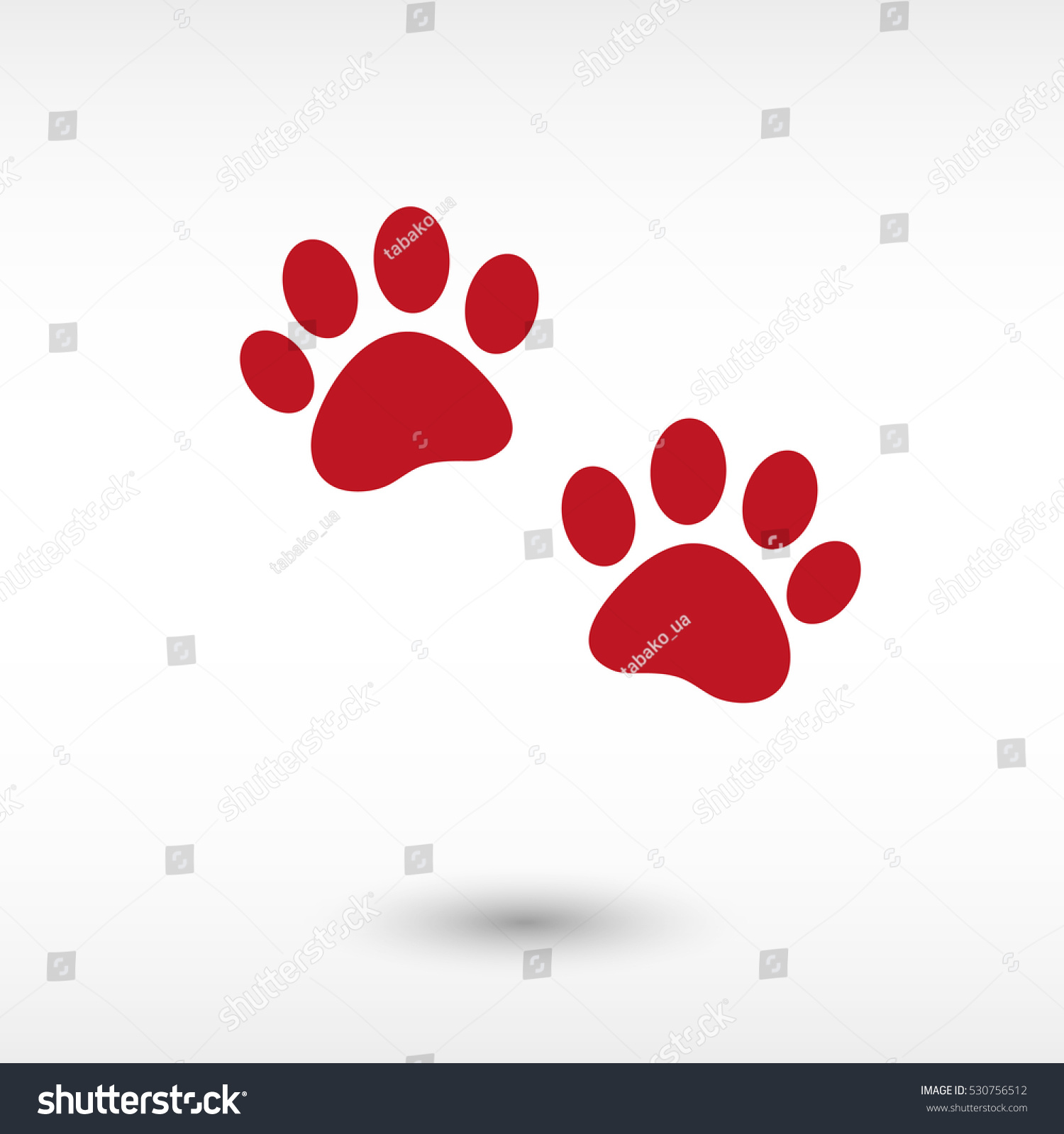 Paw Red Vector Icon Shadow Stock Vector (Royalty Free) 530756512 ...