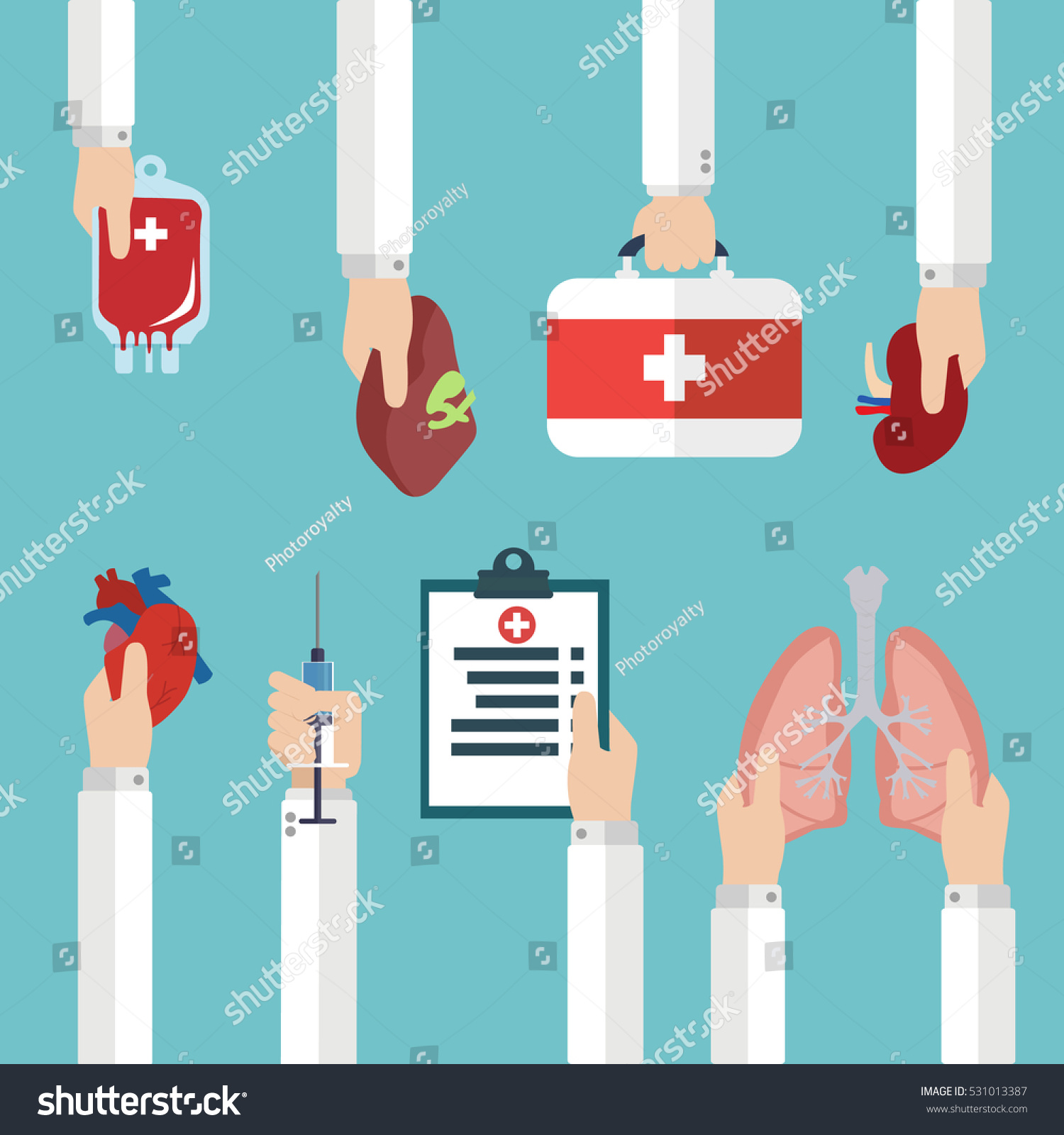 Human Organ Transplantation Concept Hands Medical Stock Vector (Royalty ...