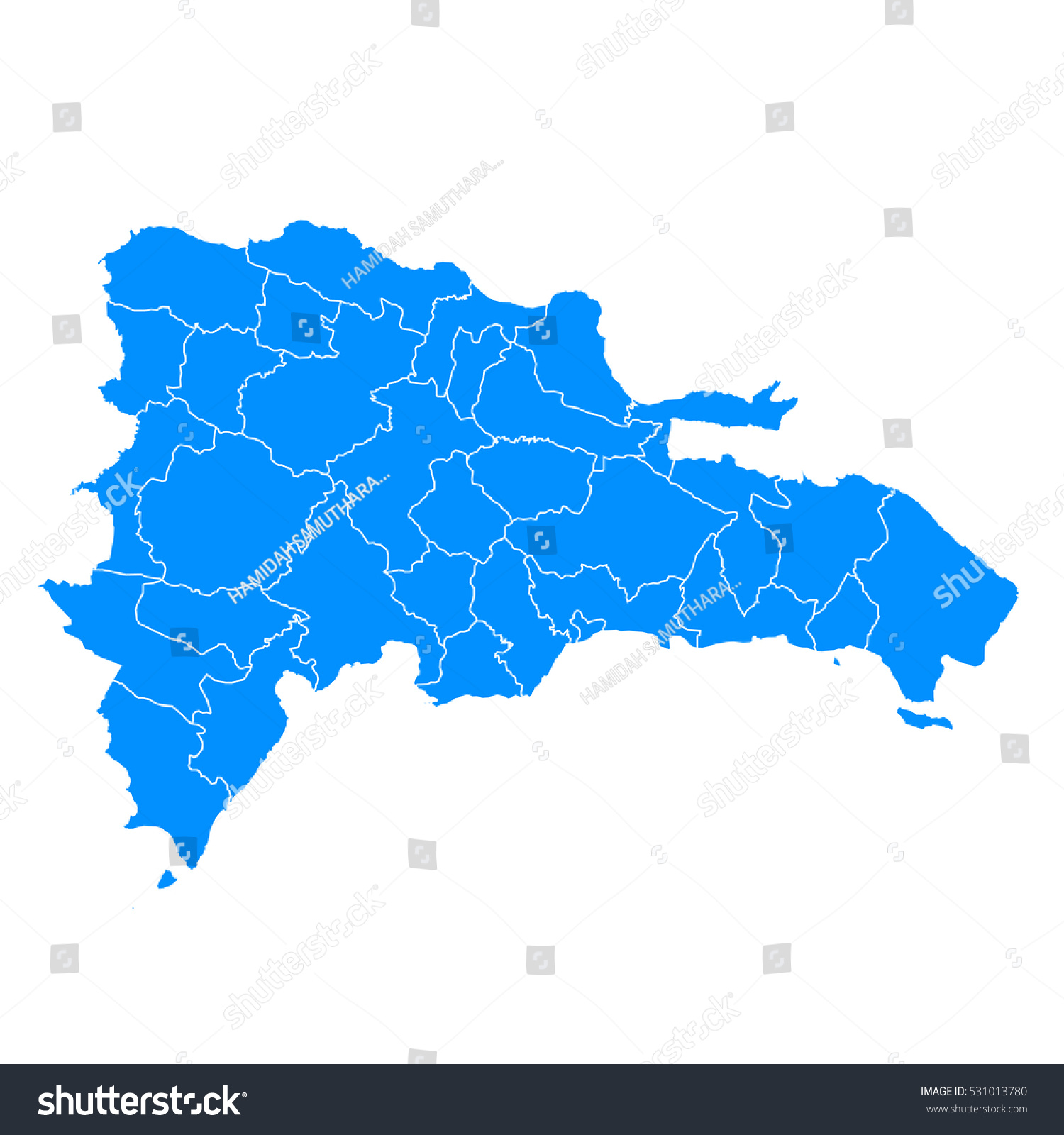 Blue Map Dominican Republic Stock Vector (Royalty Free) 531013780 ...