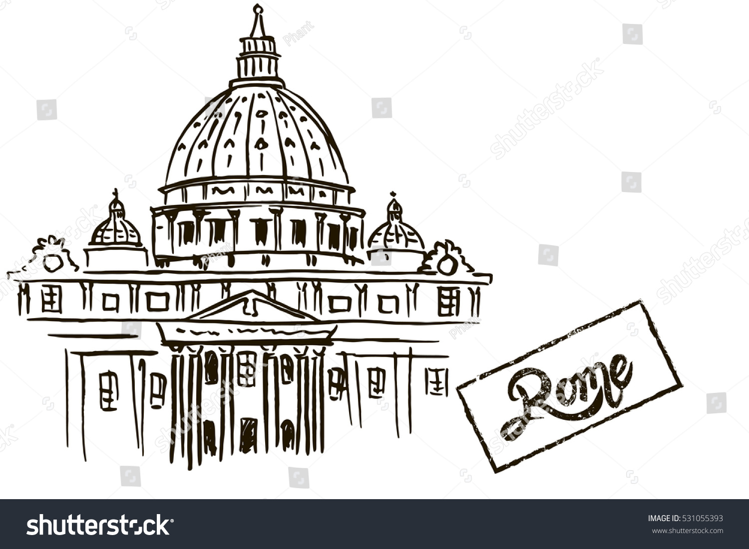 Площадь Святого Петра в Риме рисунок