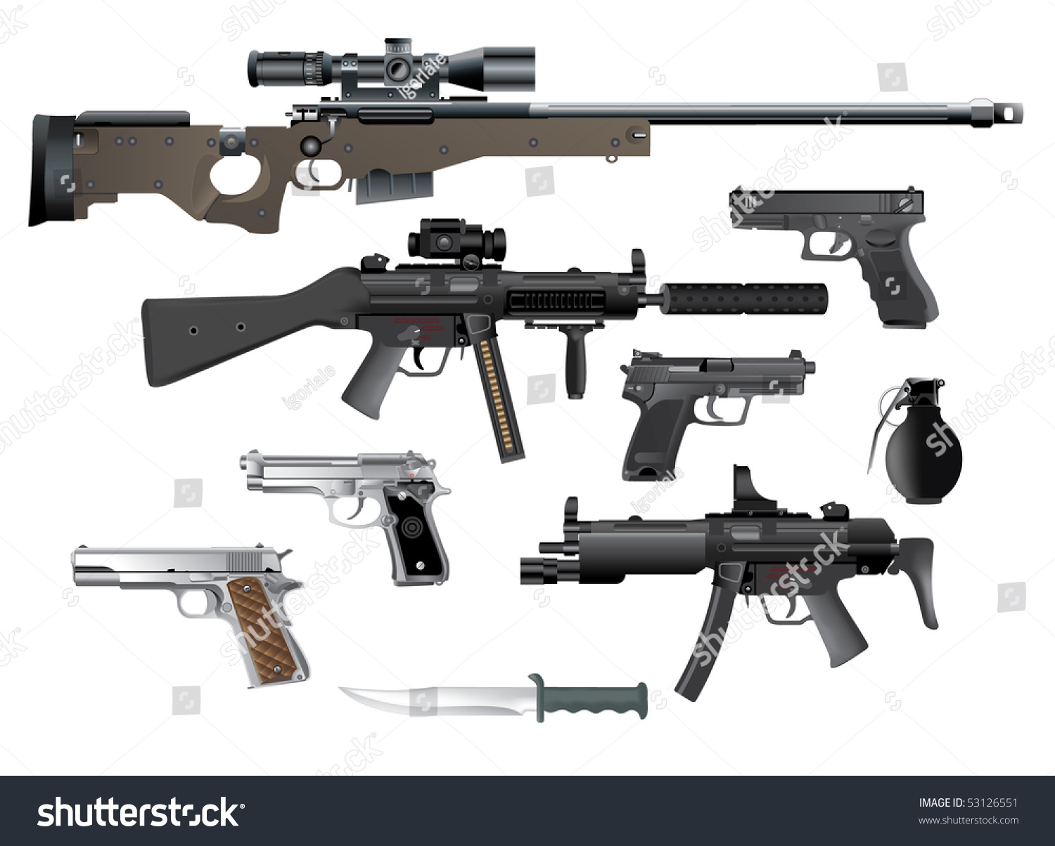 Weapon Collection Stock Vector (Royalty Free) 53126551 | Shutterstock