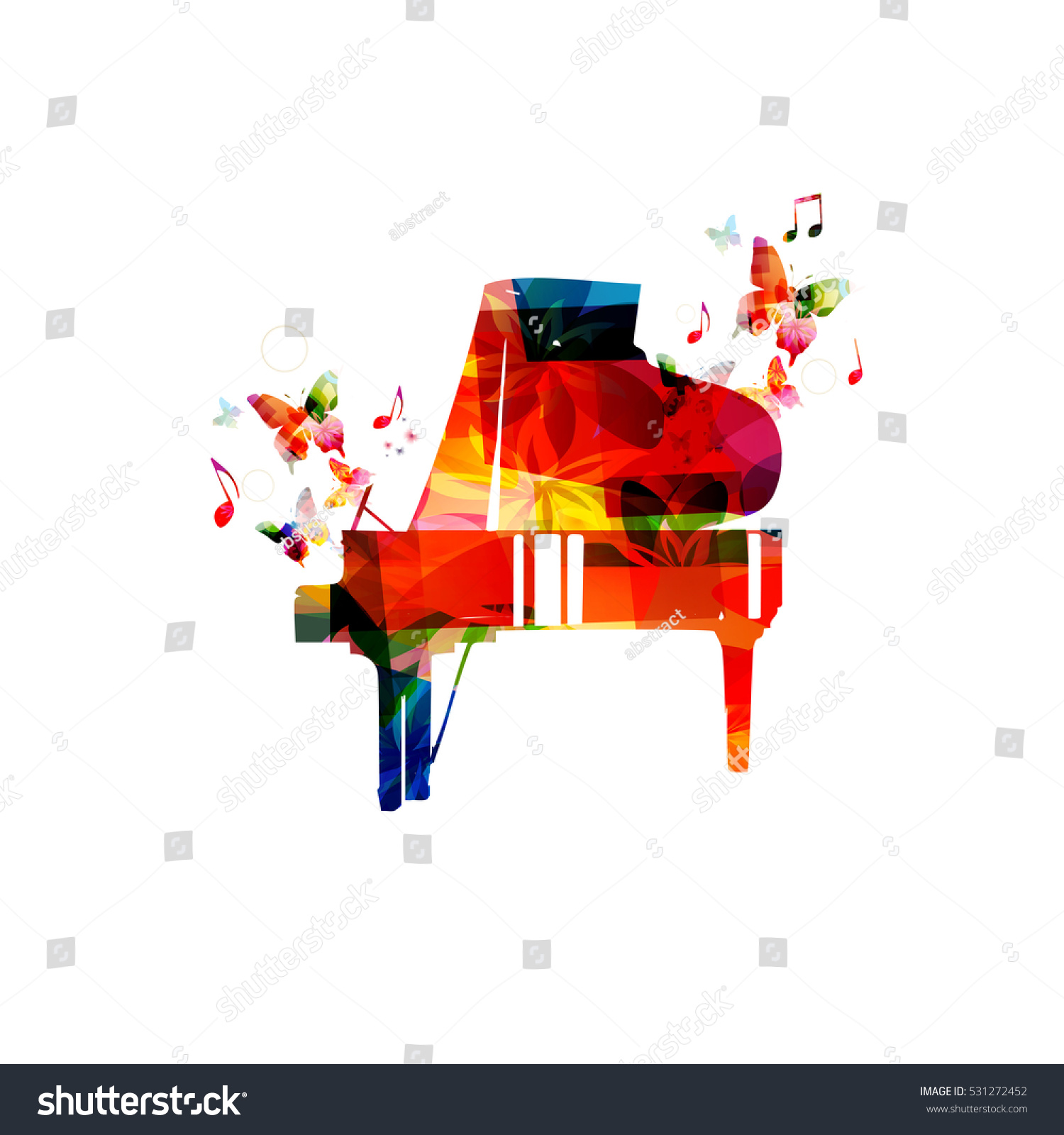 Colorful Piano Music Notes Vector Illustration Stock Vector (Royalty