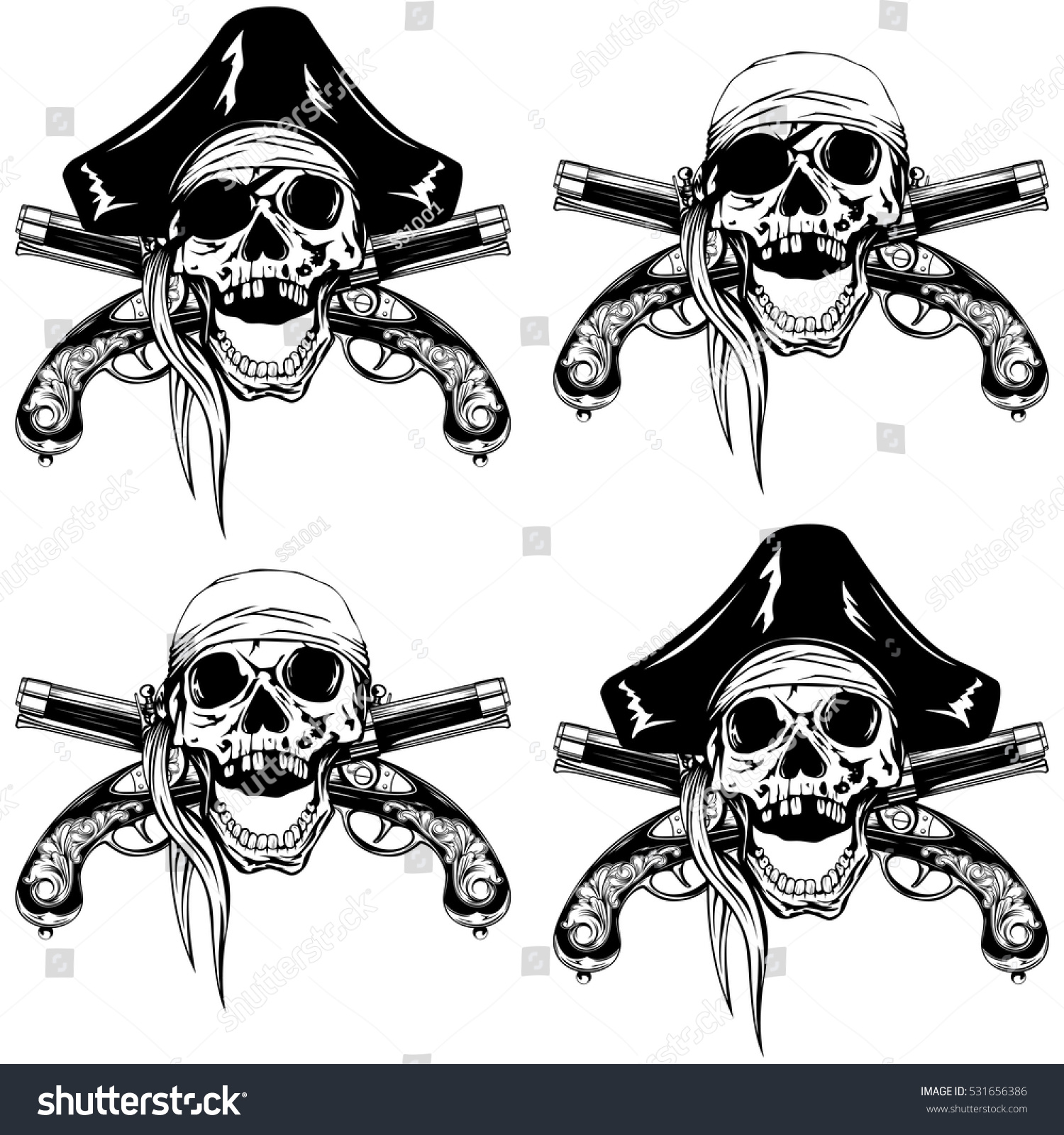 Пиратский череп с пистолетами