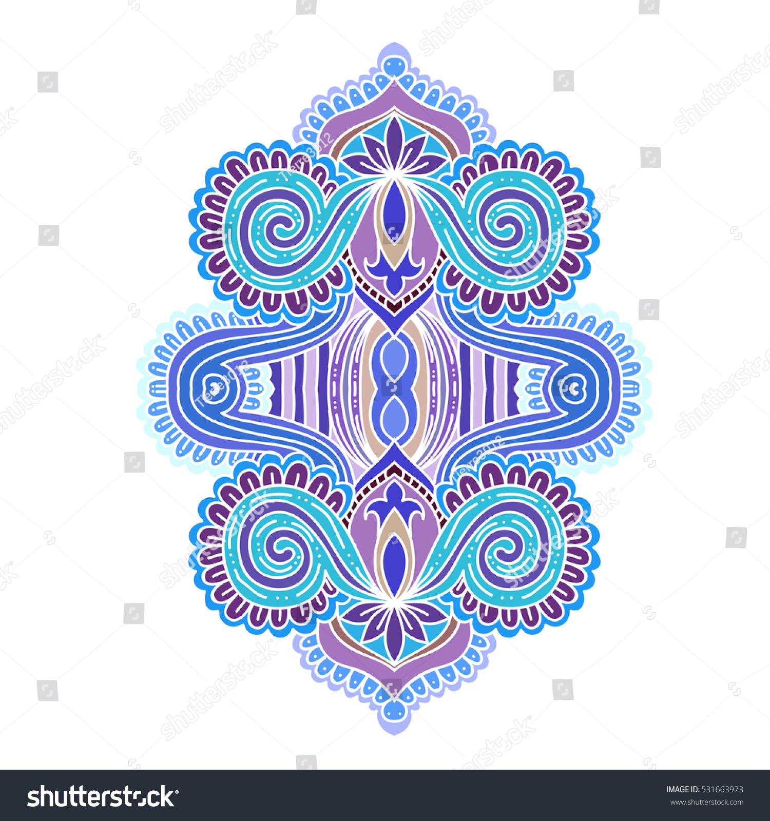 Stylized Vector Ornamental Lotus Flower Ethnic Vector De Stock Libre De Regalías 531663973