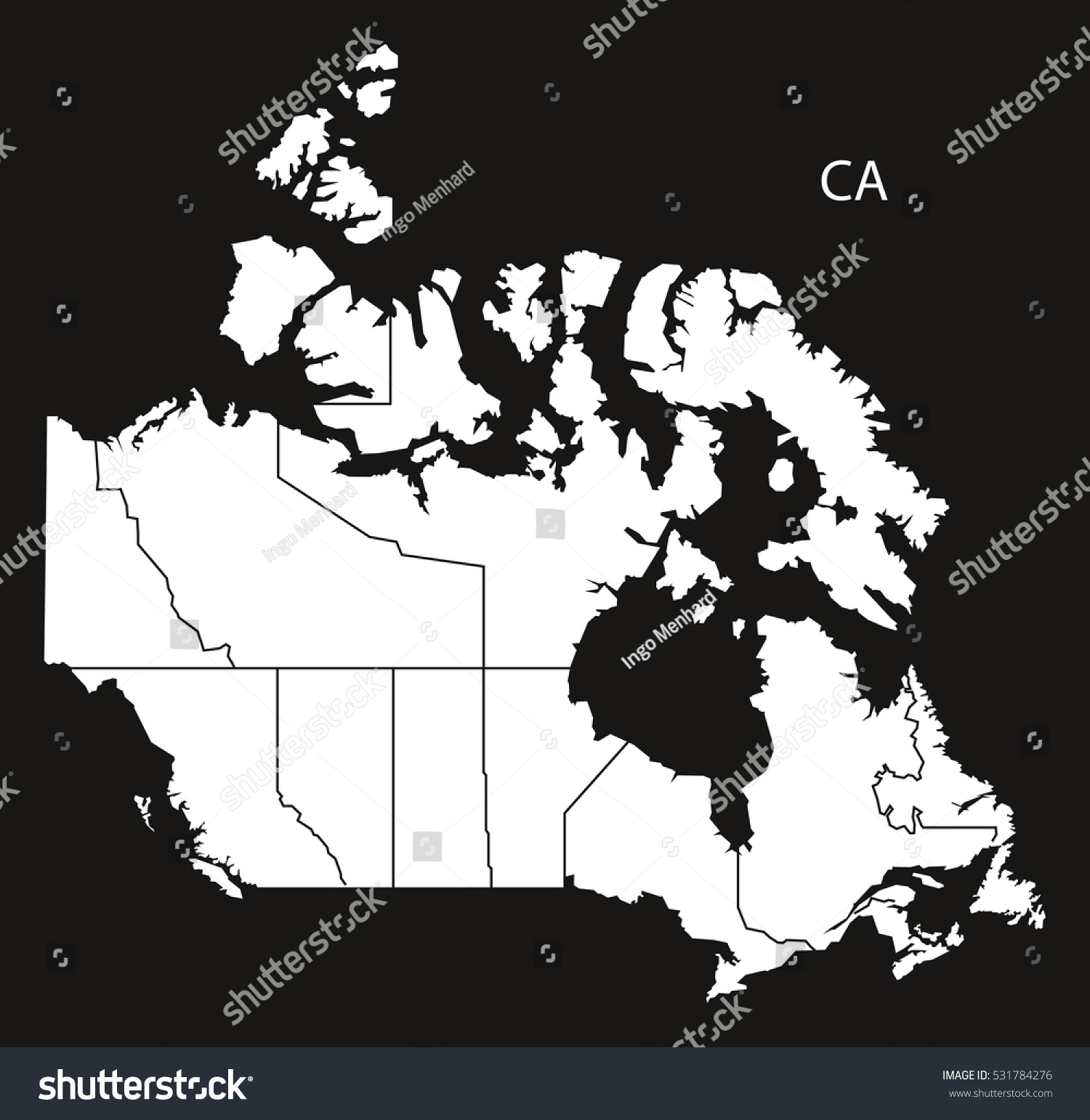 Canada Map Black Country Illustration Stock Vector (Royalty Free