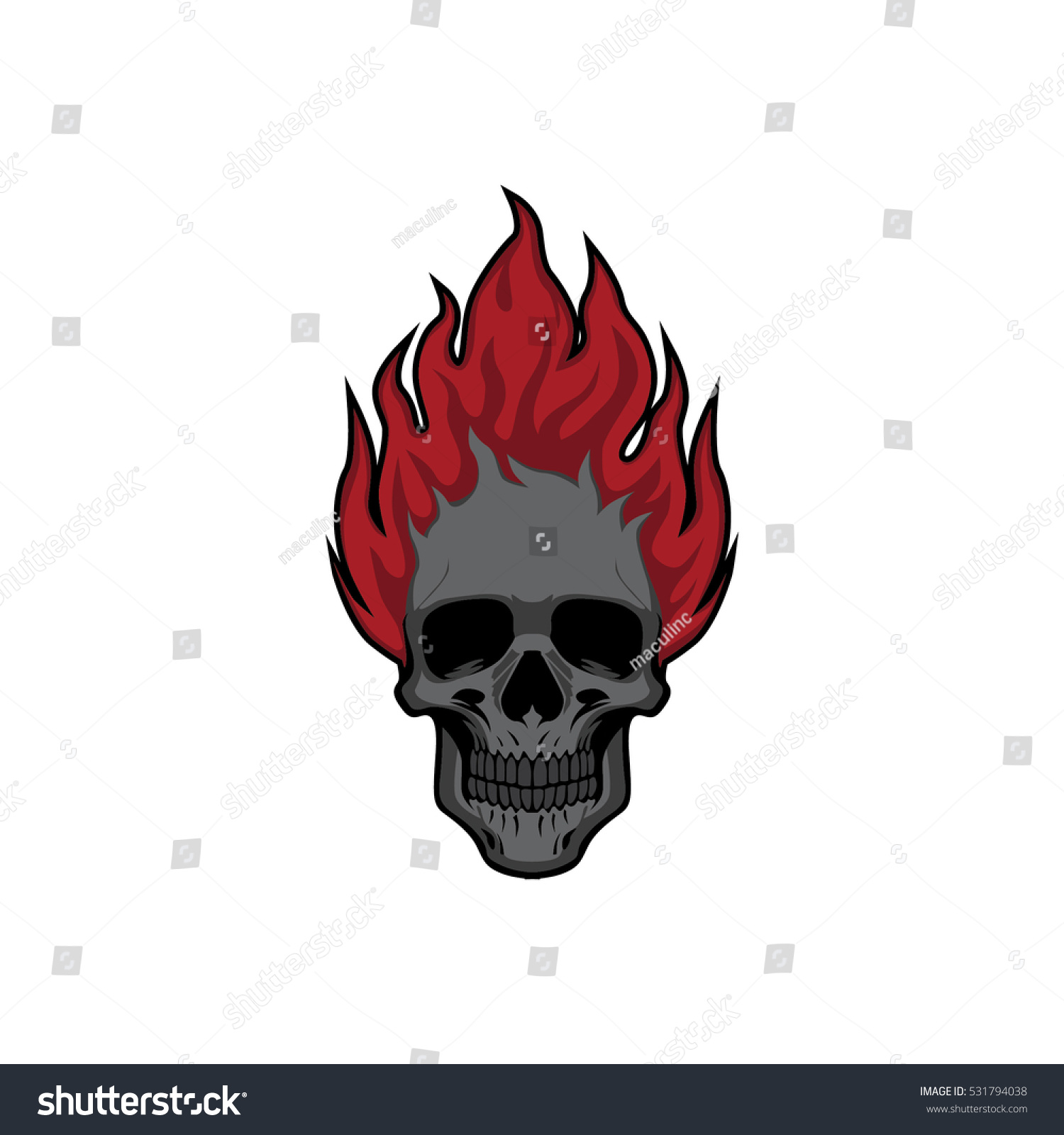 Skull Flames Vector Illustration Vol 7 Stock Vector (Royalty Free ...