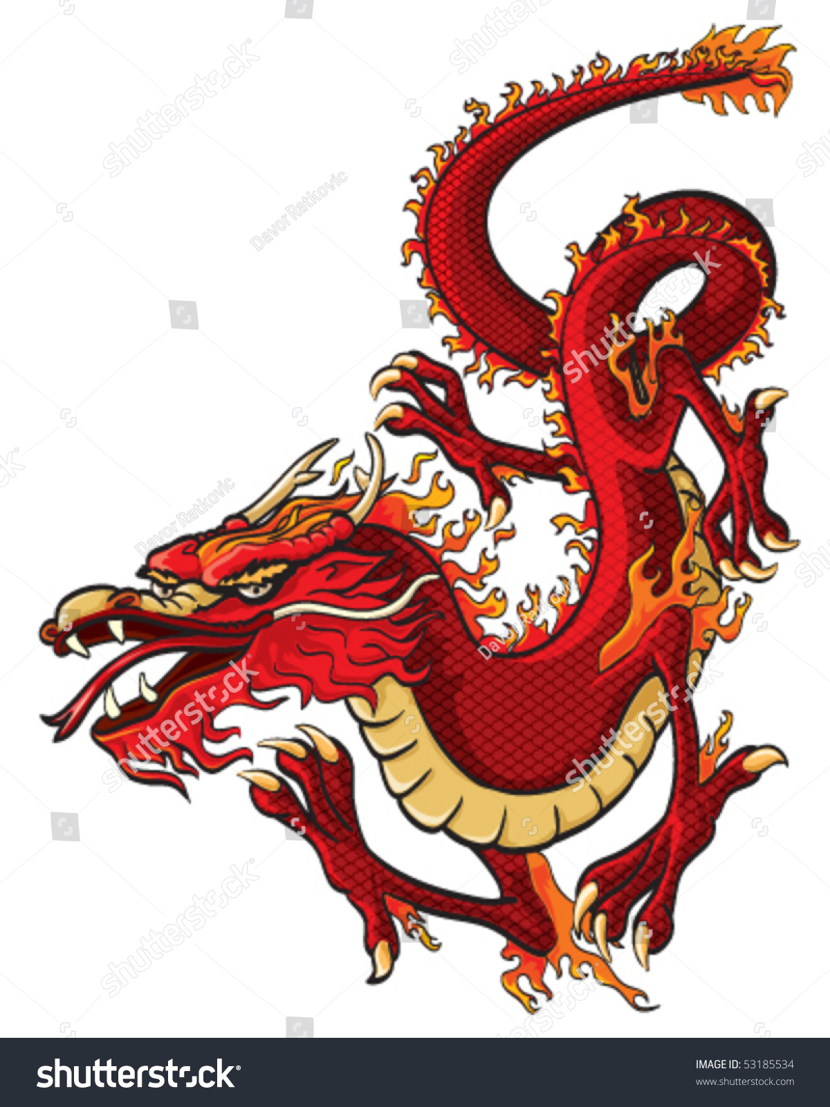 Red Dragon Vector Stock Vector (Royalty Free) 53185534 | Shutterstock