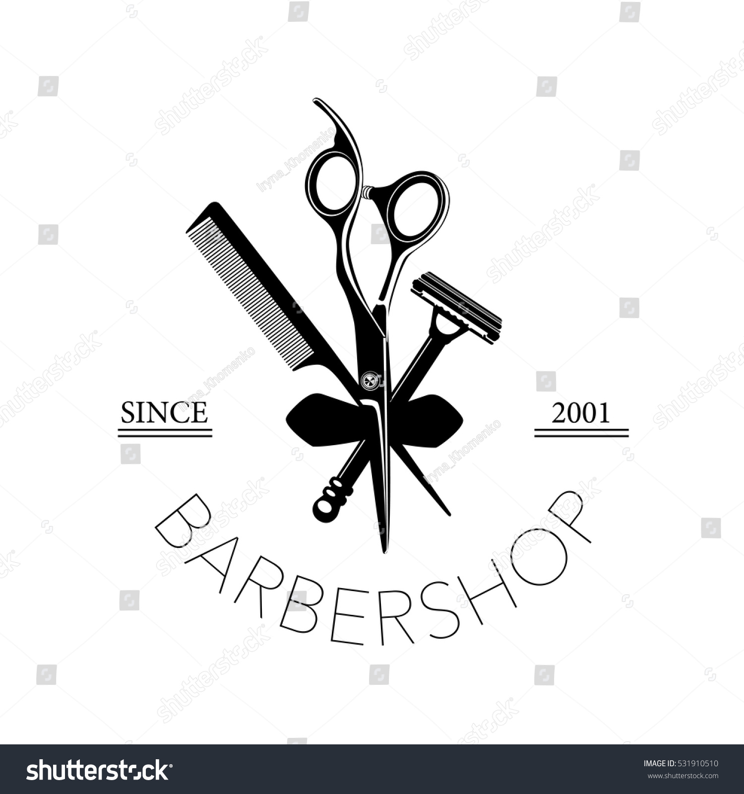 Logo Barbershop Hair Salon Barber Scissors Stock Vector (Royalty Free ...