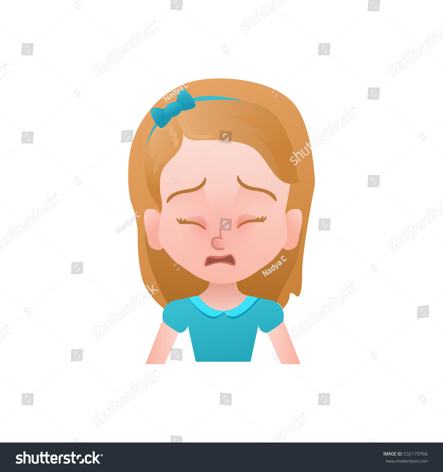 Crying Girl Vector Illustration Emotion Face Stock Vector (Royalty Free ...