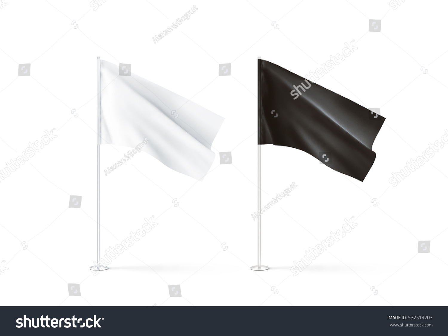 Blank Black White Flag Mockup Set Stock Illustration 532514203 ...