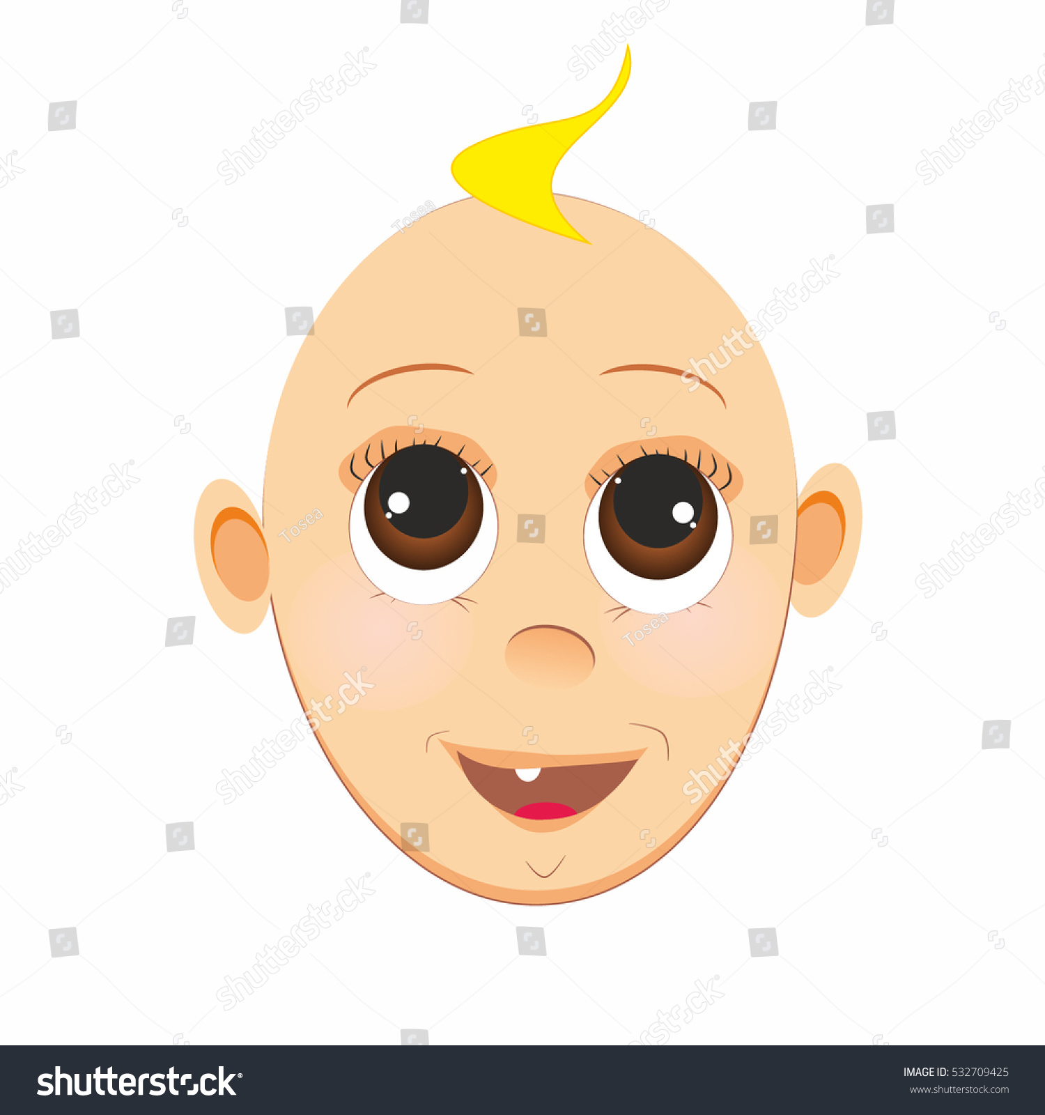 Face Baby One Tooth On White Stock Vector (Royalty Free) 532709425 ...