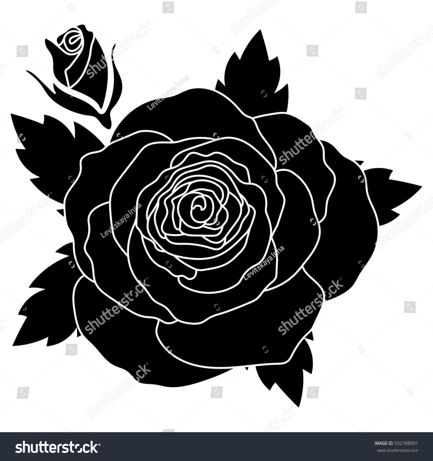 Silhouette Rose On White Background Stock Vector (Royalty Free ...