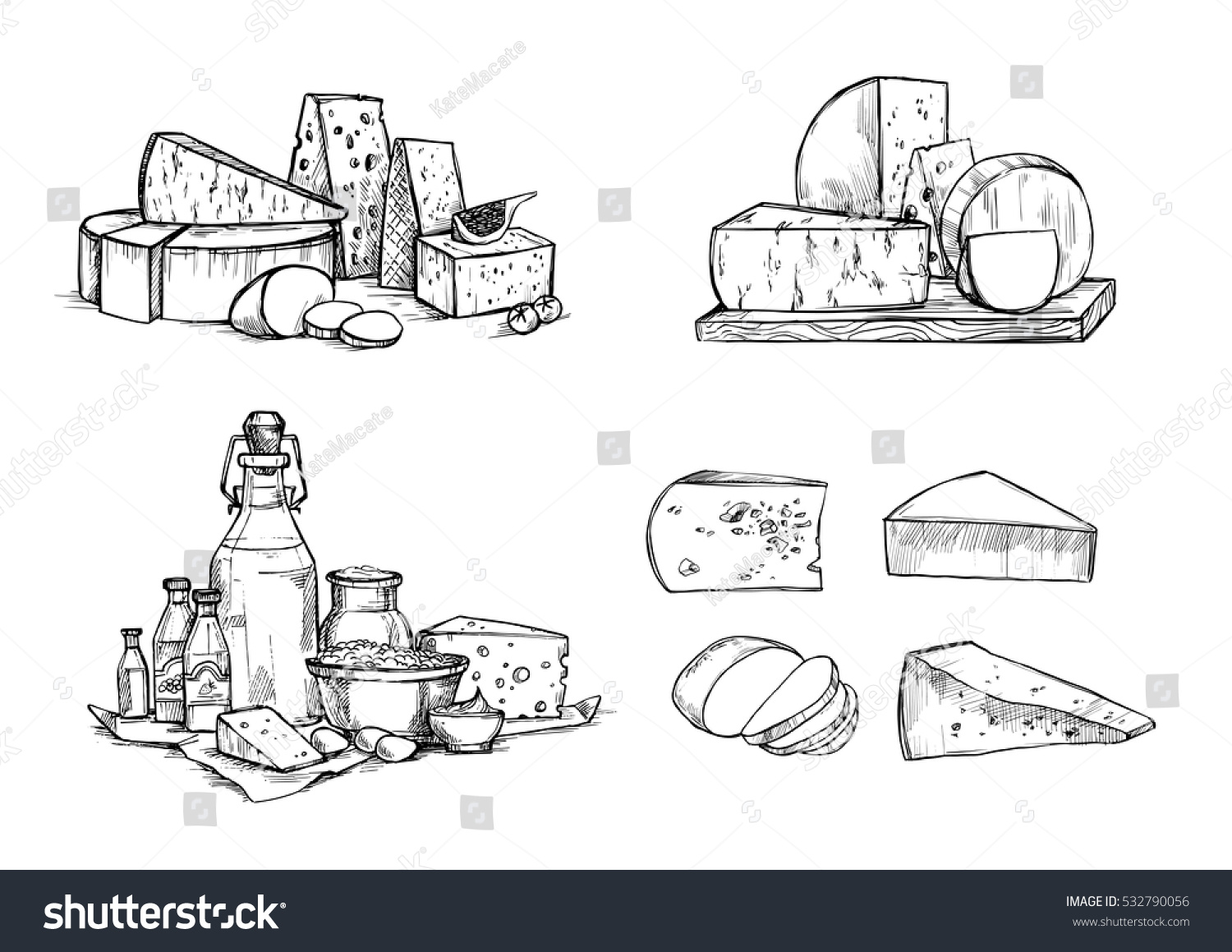 Стилизованные графические изображения сырной продукции