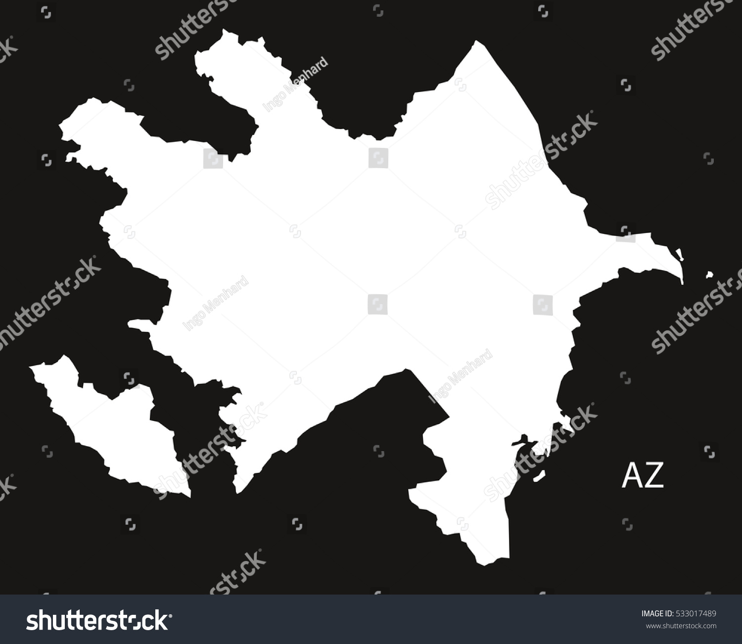 Azerbaijan Map Black White Illustration Stock Vector Royalty Free   Stock Vector Azerbaijan Map Black And White Illustration 533017489 