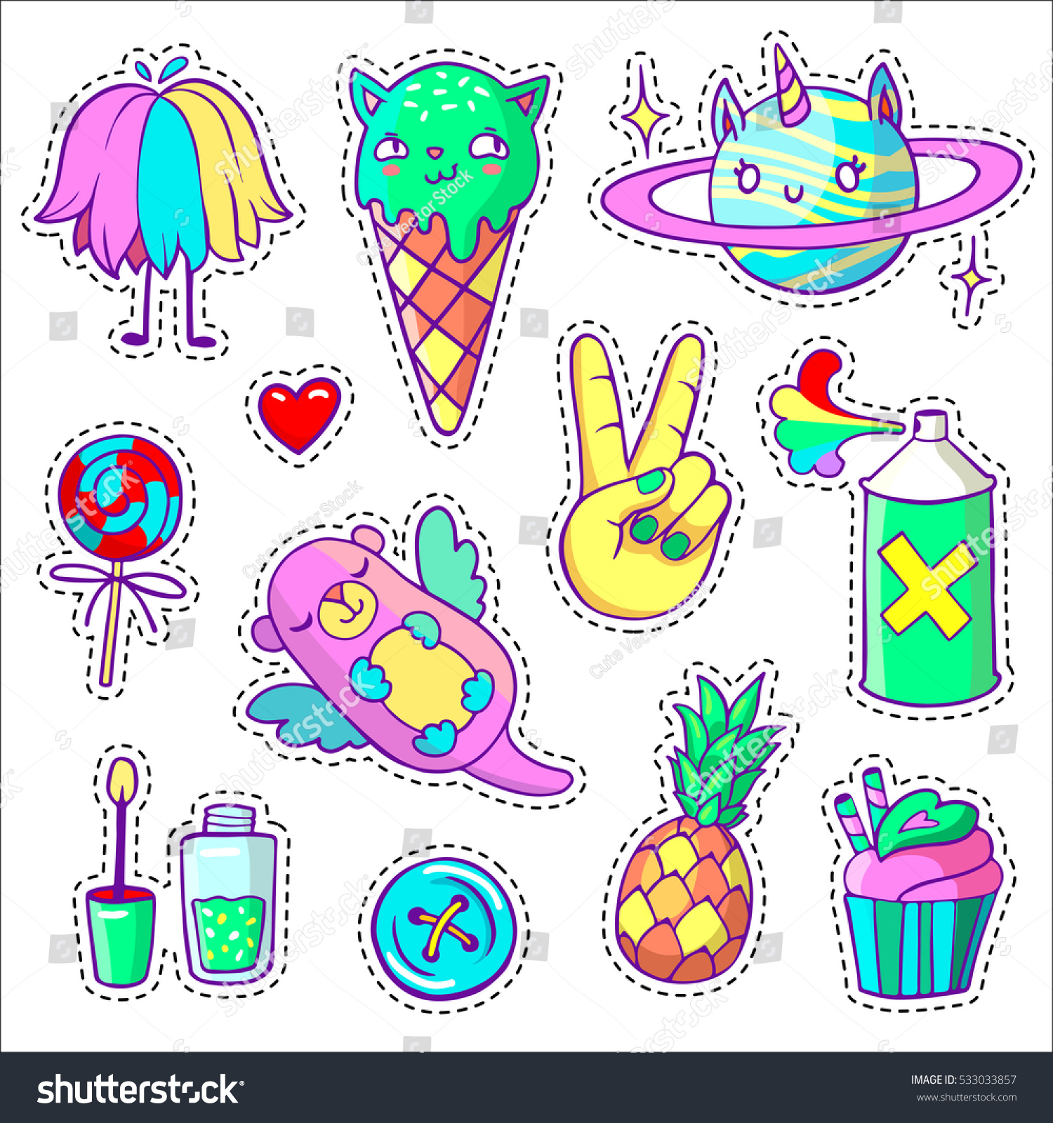 Cool Stickers Set Pop Art Comic Stock Vector (Royalty Free) 533033857 ...