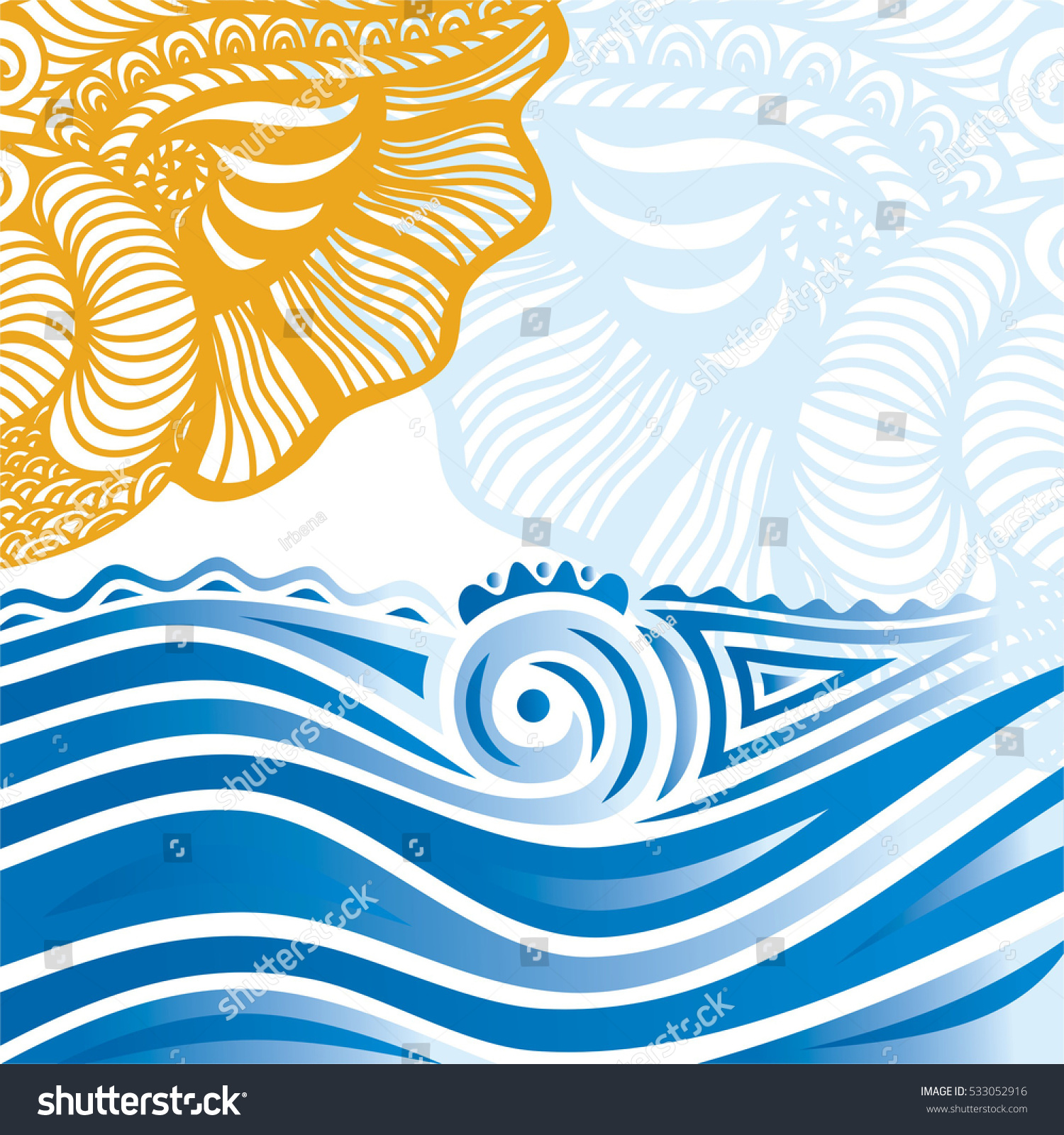 Sea Sun Vector Illustration Stock Vector (Royalty Free) 533052916 ...