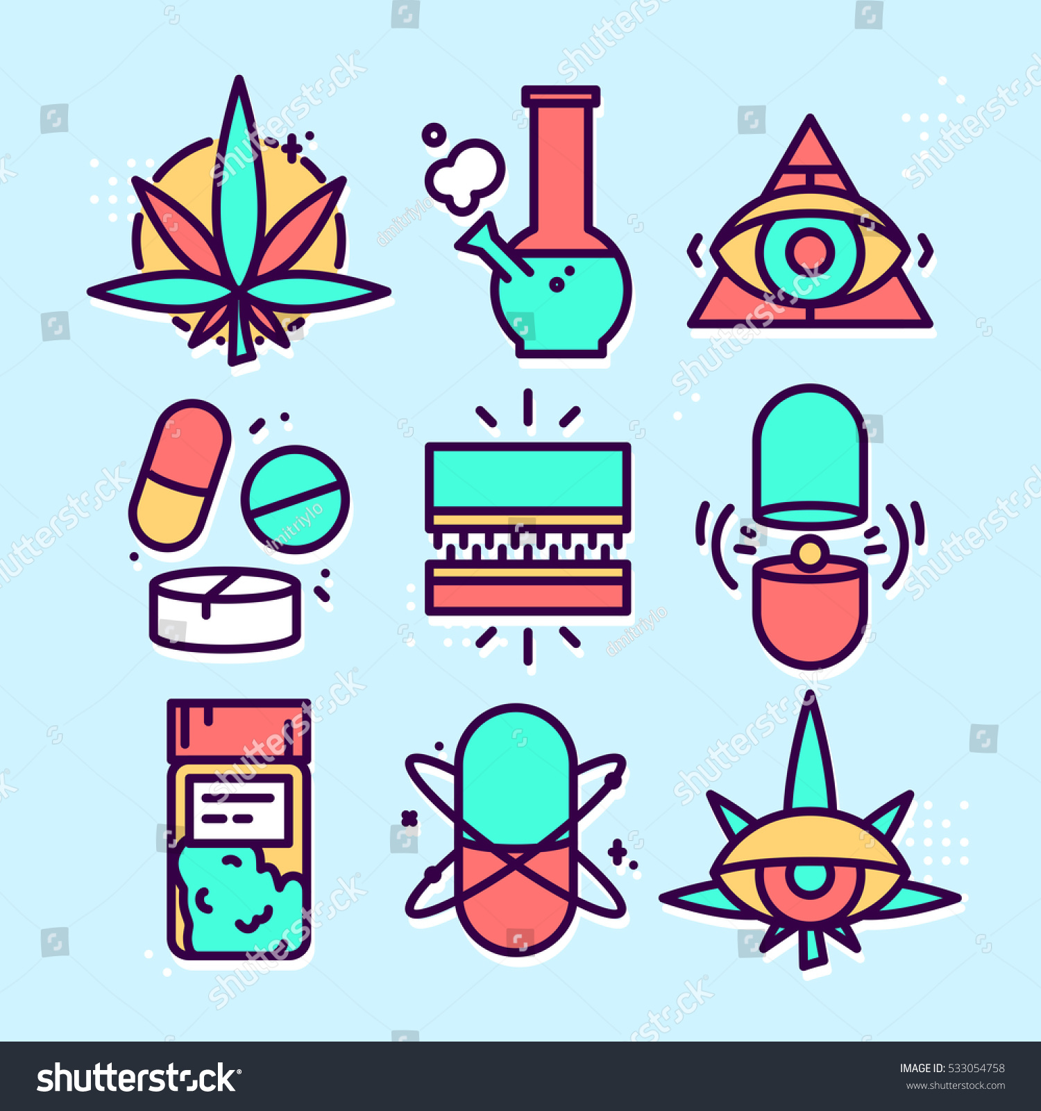 Graphic Line Art Style Medical Weed Stock Vector Royalty Free Shutterstock