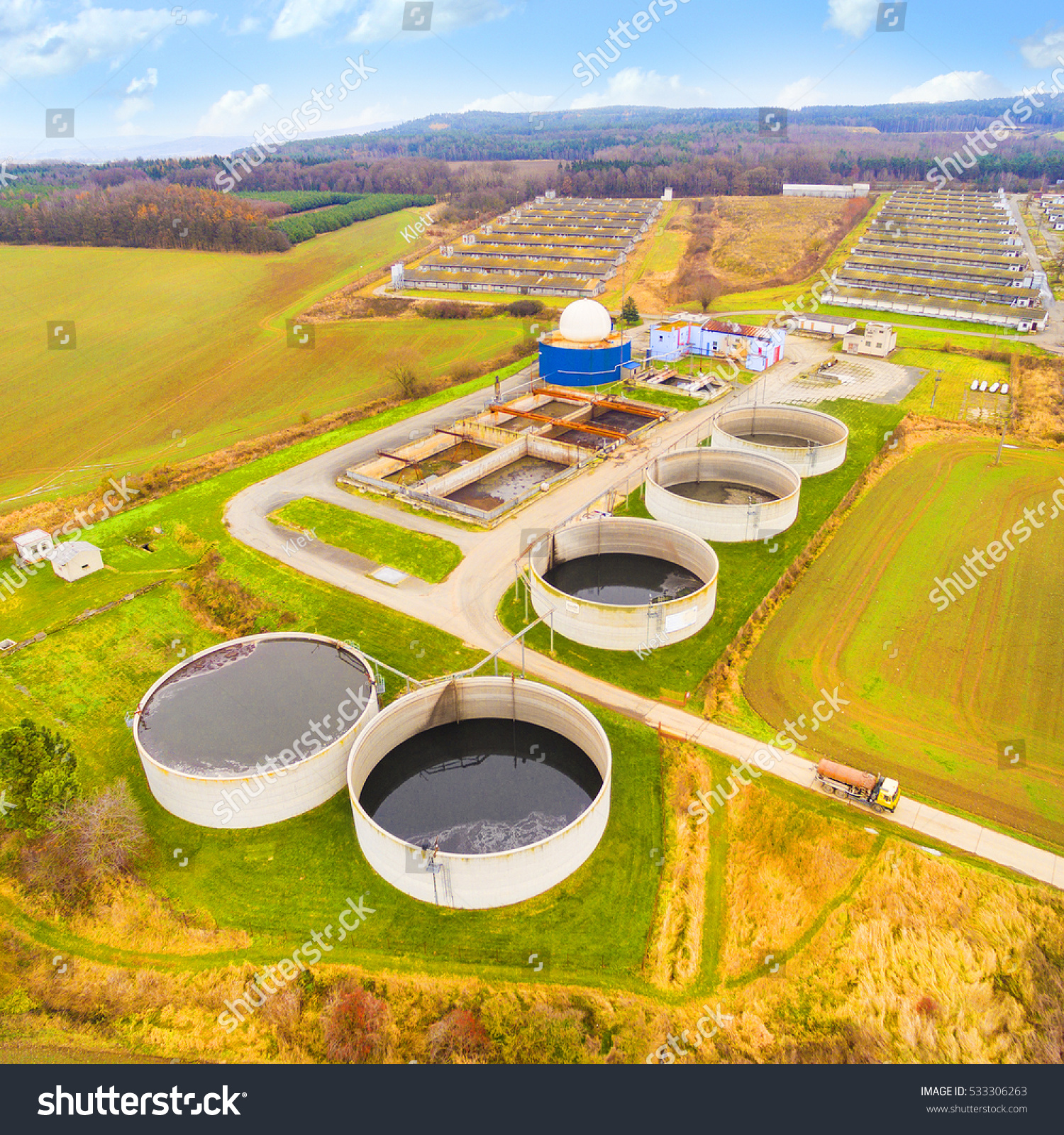 Aerial View Biogas Plant Pig Farm Stock Photo 533306263 | Shutterstock