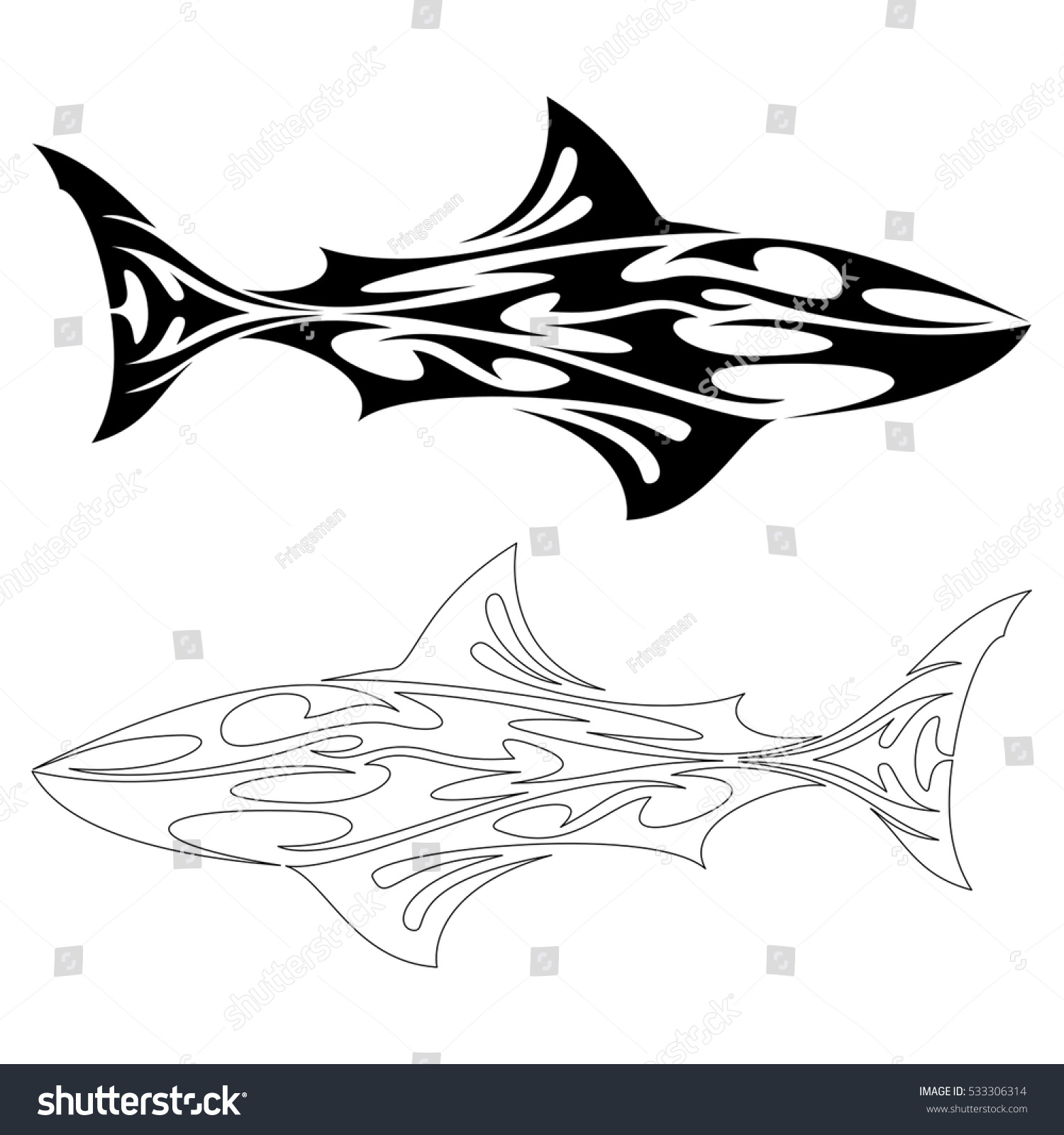 Tribal Shark Stock Vector Royalty Free 533306314 Shutterstock   Stock Vector Tribal Shark 533306314 