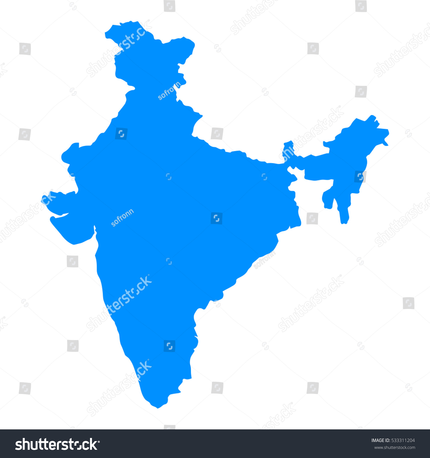 High Detailed Blue Map India Vector Stock Vector (Royalty Free ...