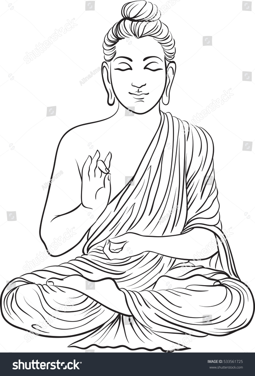 Drawing Buddha Statue Art Vector Illustration Stock Vector (Royalty ...