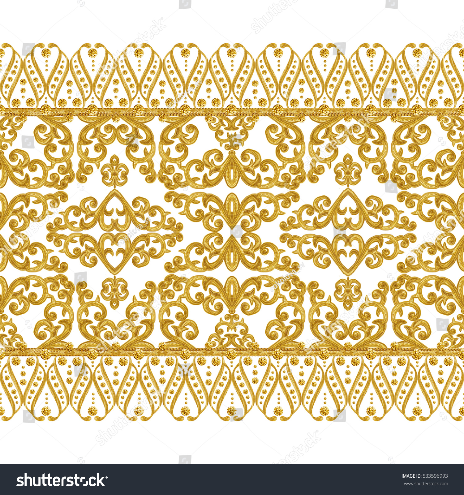 Seamless Pattern Golden Textured Curls Oriental Stock Illustration Shutterstock