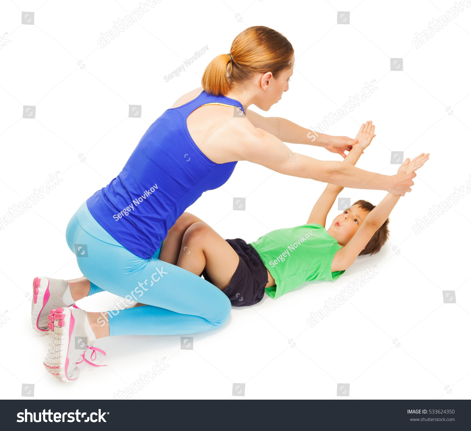 Trainer Helping Kid Boy Making Breathing Stock Photo 533624350 ...