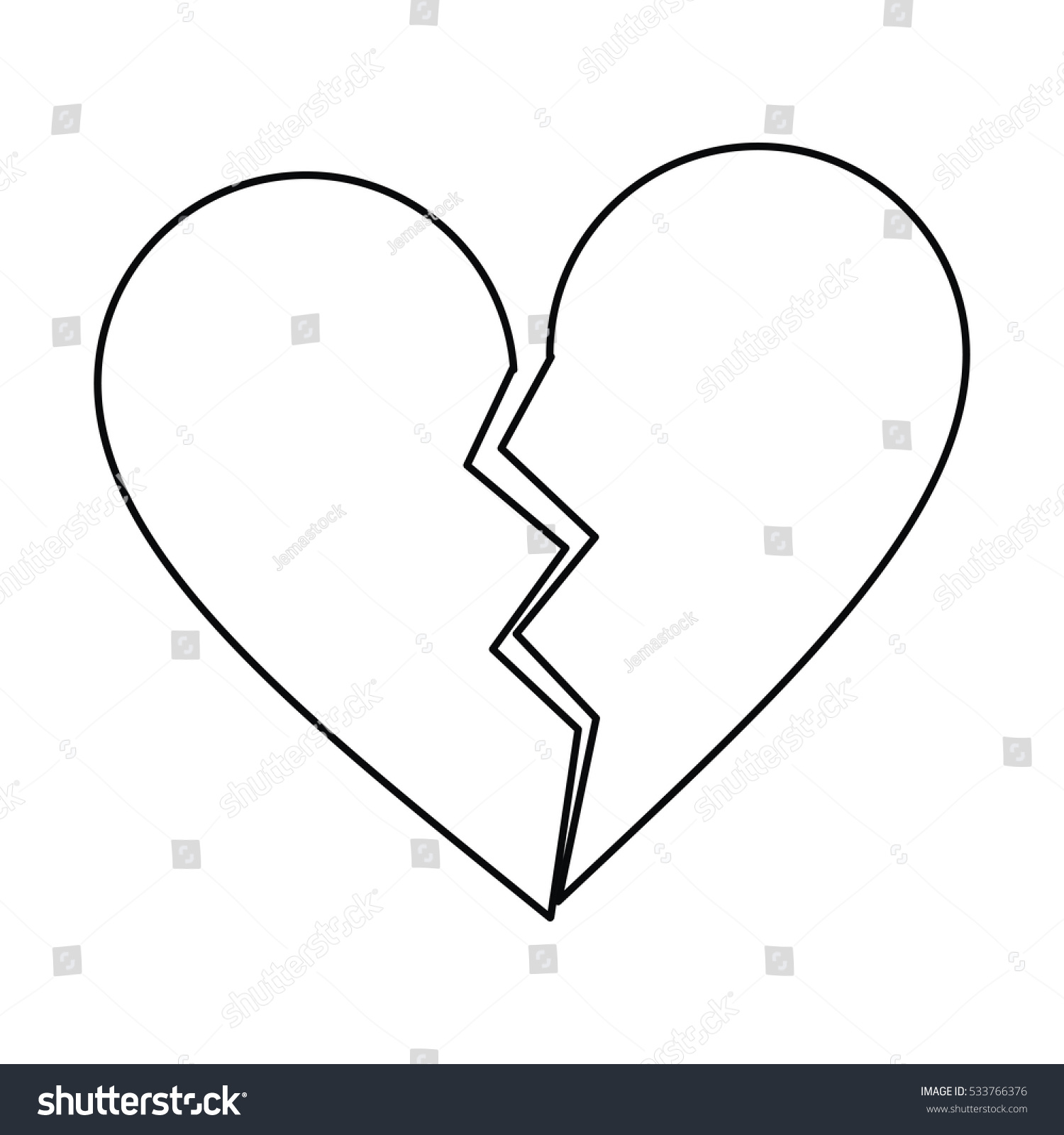Heart Broken Sad Separation Outline Stock Vector Royalty Free 533766376 Shutterstock 9036